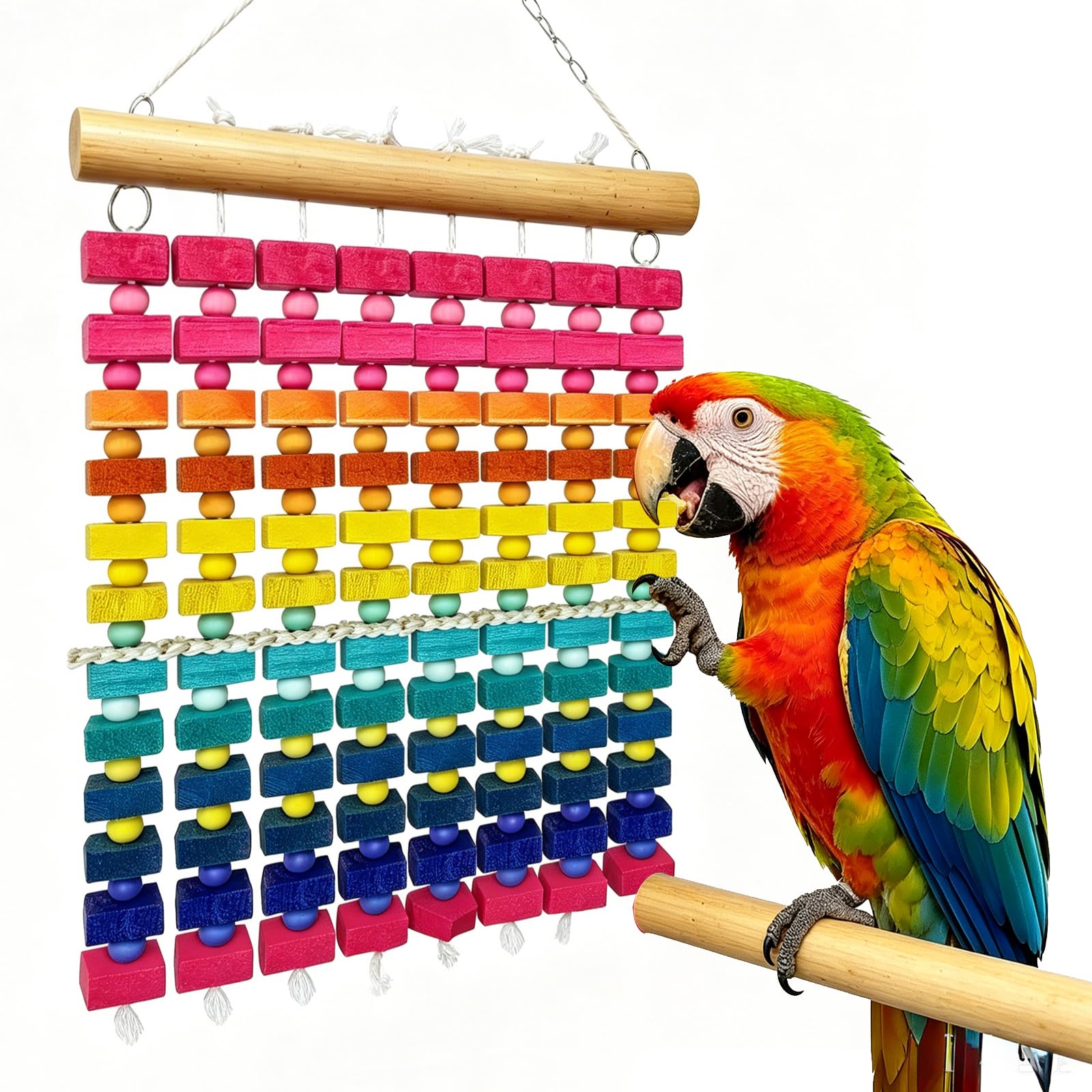Photo 1 of KTCWPAW Large Parrot Chew Toy, Natural Wood Bird Cage Foraging Wall