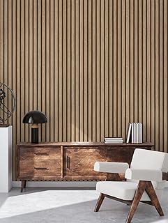 TAPETE LIVING: Non-Woven Wallpaper, Wood Effect, 3D Wood Panels, Brown, Beige, Modern Scandinavian Wall Panels, Slat Wall,...