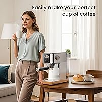 Vista 6 de Kismile Máquinas de café expreso, cafetera profesional con espumador de leche, varita de vapor para café con leche y capuchino, cafetera con tanque