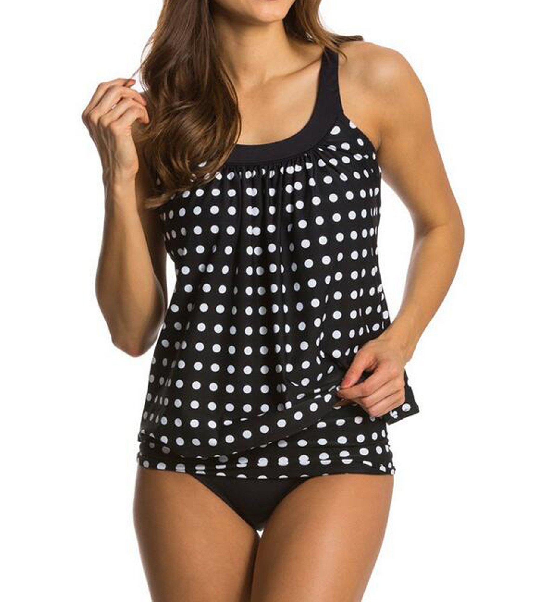 COOCEO Women's Push Up Slimming Polka Dot Tankini Black