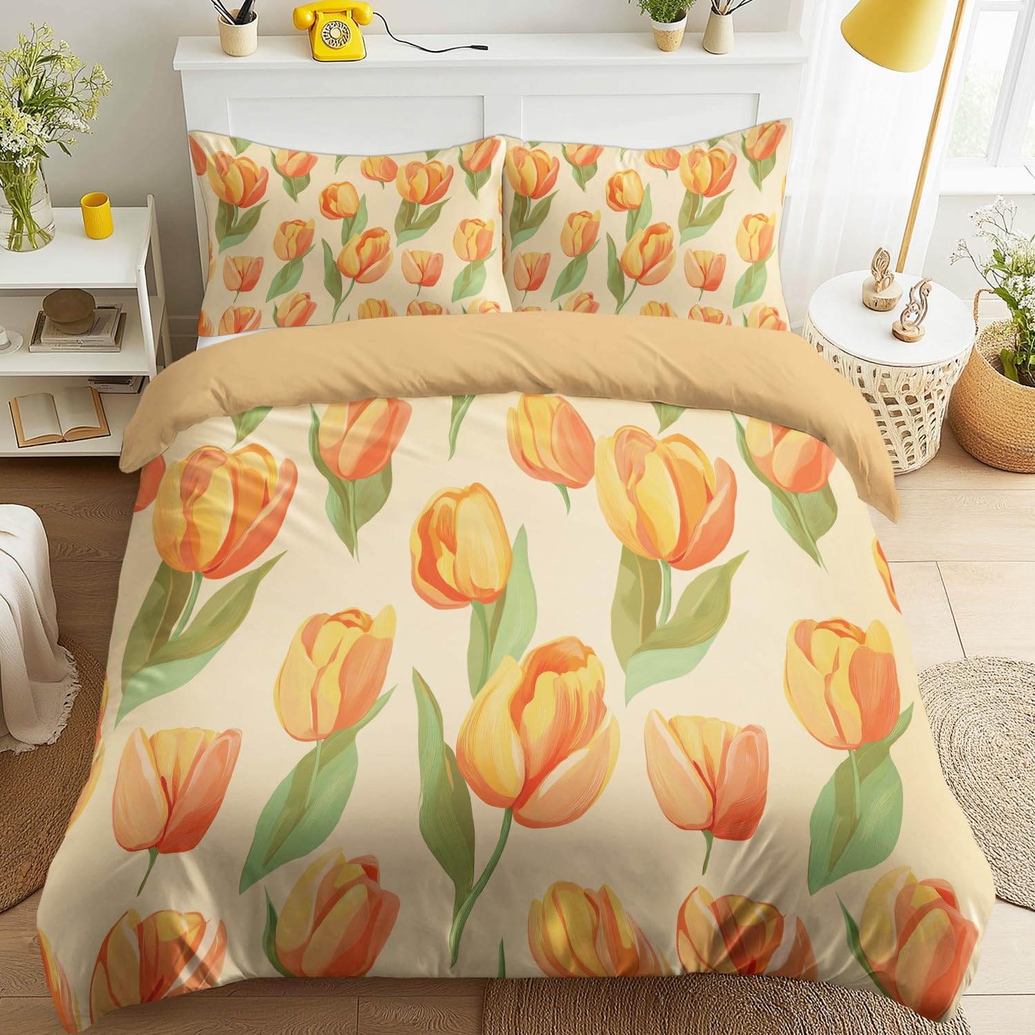 Housse de couette tulipe en microfibre 220x240 infroissable avec fermeture éclair