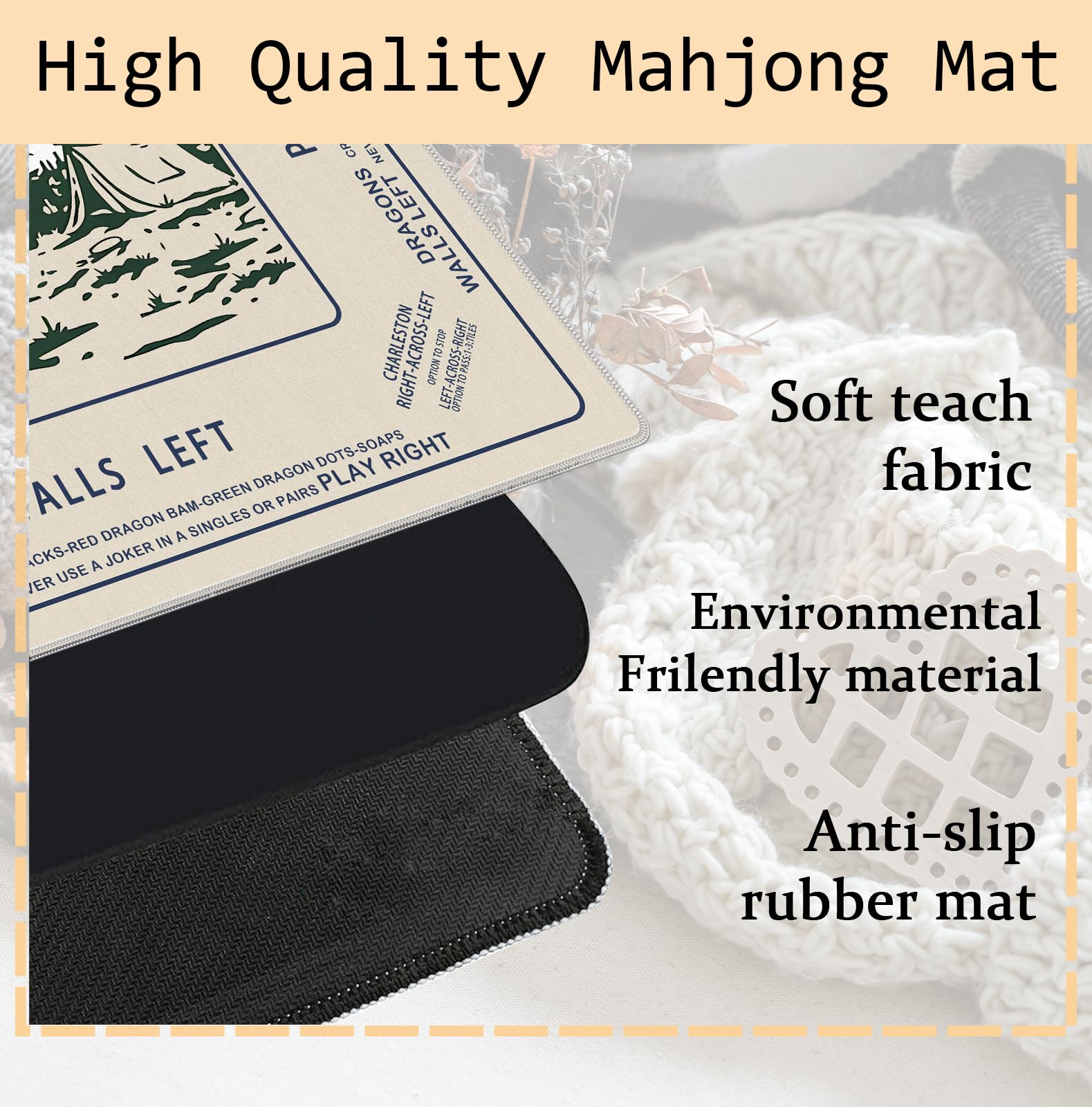 Vintage Boho Camping Mahjong Matte 80 x 80 cm Wald Berg Natur Abenteuer Camper rutschfeste Geräuschreduzierung Mahjong Tischmatte für American Mah Jong Pokerkarten Brettspiele Dominosteine