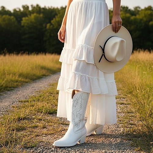Miniatura 4 de IUV Botas Vaqueras Para Mujer Botas Vaqueras Occidentales Sin Cordones Punta Puntiaguda Media Pantorrilla