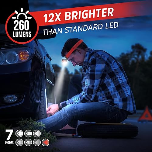 Miniatura 2 de Energizer Vision HD + LED - Linterna frontal color rojo y negro, luz LED para emergencias, exteriores o como luz de trabajo, incluye baterías