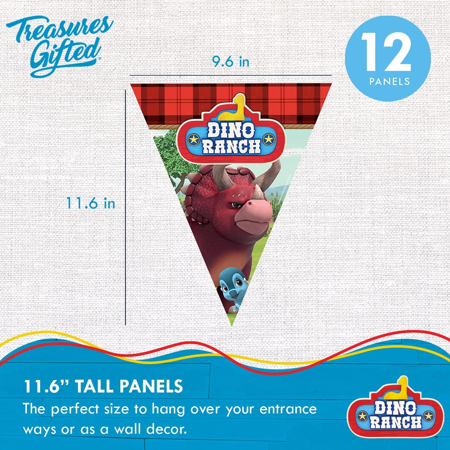 Treasures Gifted Dino Ranch Birthday Party Supplies - Dino Ranch Birthday Banners Set of 3 and Dino Ranch Backdrop