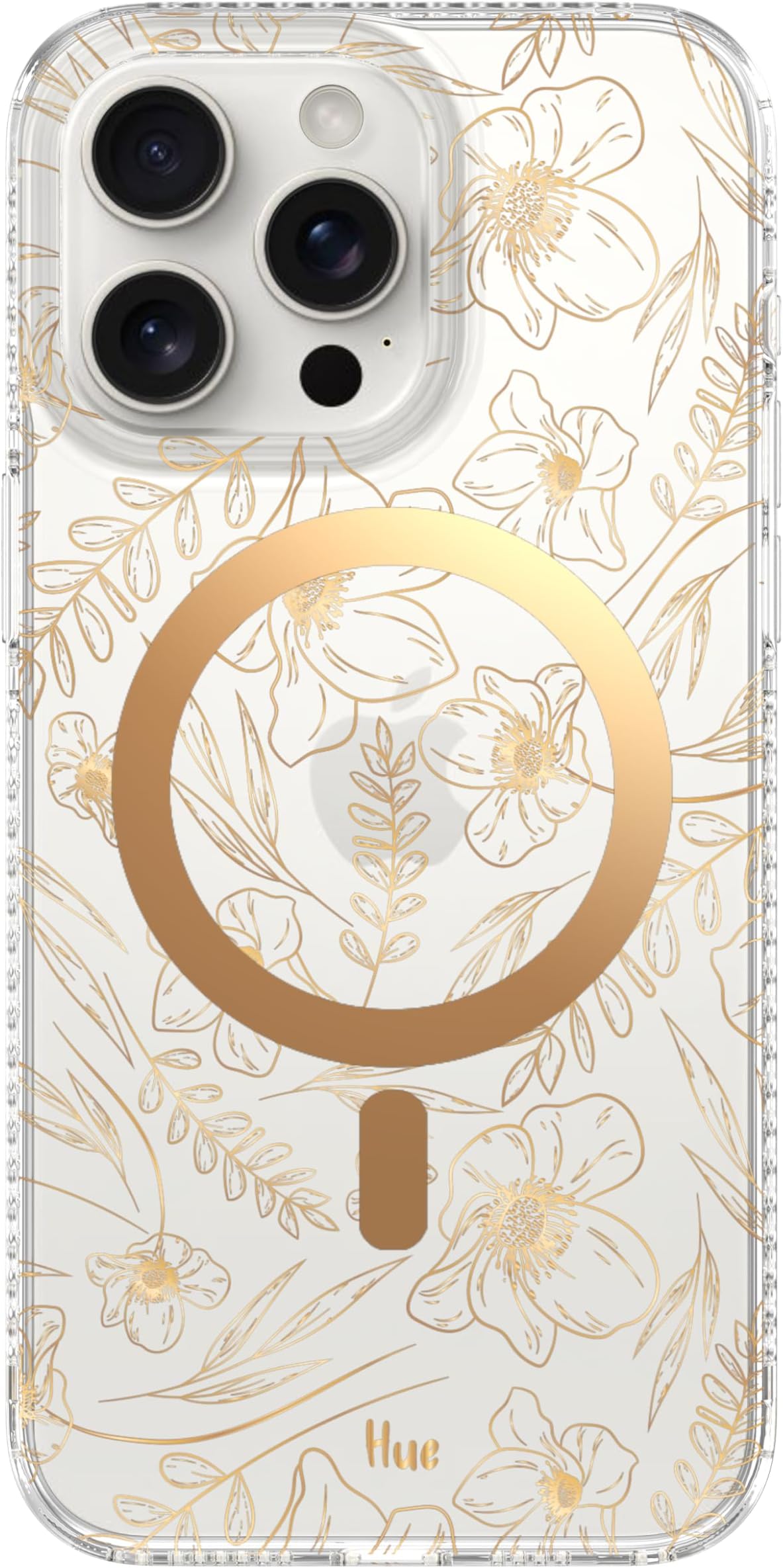 LONLI Hue for iPhone 15 Pro Max Case, Golden Floral Elegant Aesthetic