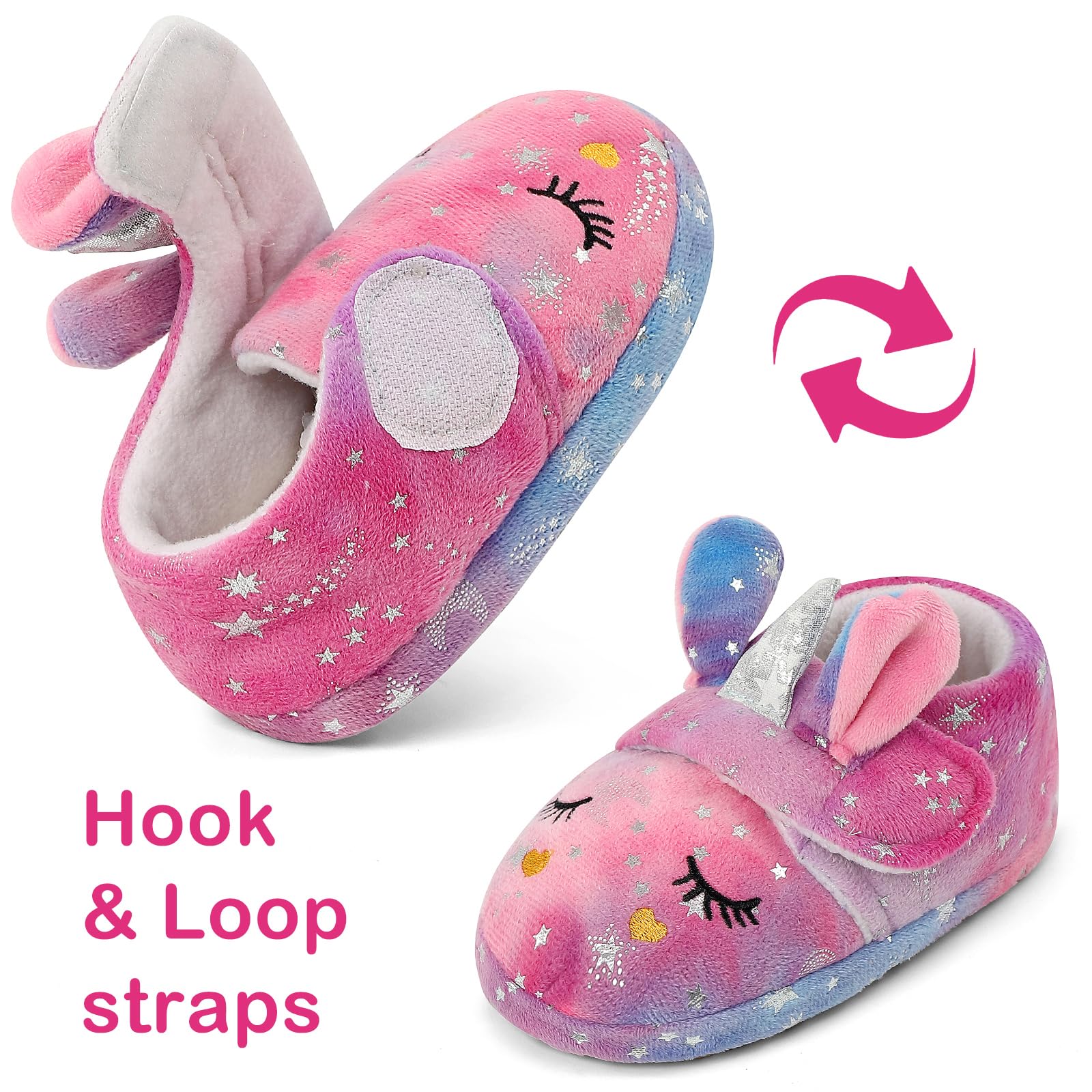 LACOFIA Chaussons Fille Pantoufles Peluche Hiver Enfant Chaussures Doux de Maison Antidérapantes