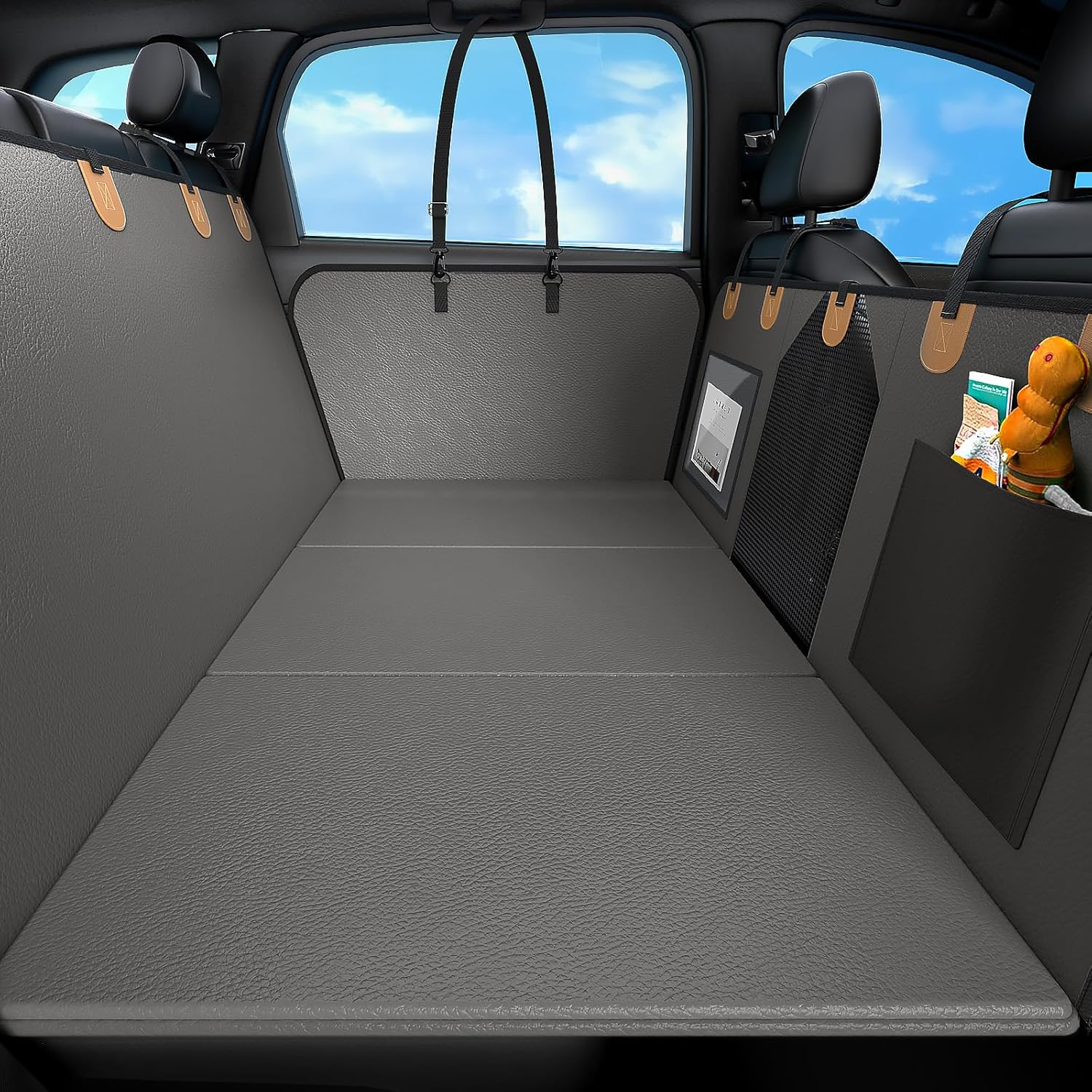 Dog Car Seat for Large Medium Dogs – Waterproof Back Seat Extender with Reinforced Hard Bottom,Breathable Mesh Windows,Storage Pockets & Adjustable Straps,Universal Fit for Cars,SUVs,Trucks