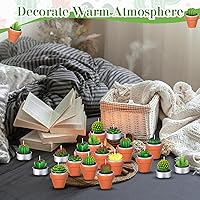 Vista 6 de MTLEE Juego de 24 velas de cactus suculentas, velas de regalo con soportes de arcilla de terracota, tarjetas de agradecimiento y bolsas de organza