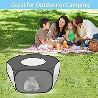 Vista 8 de Corralito de juegos para conejillos de indias, impermeable, para animales pequeños, con cubierta antiescape, portátil, transpirable, para interiores