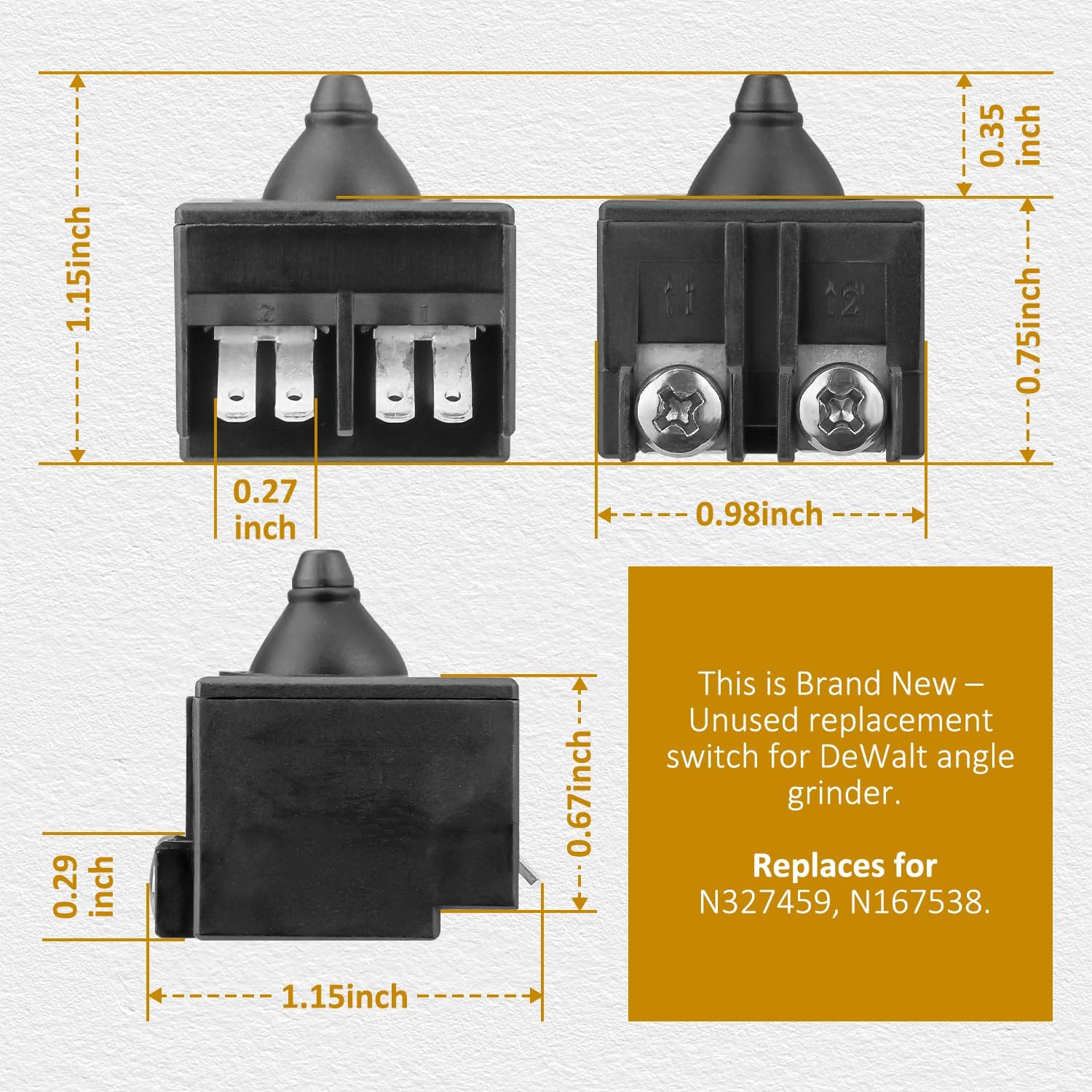 Replacement Switch for DeWalt Angle Grinder Replaces for N327459 N167538 Fits for DWE4011 DWE4120 DWE4120N DWE4214 DWE4224 CMEG200 DWE4020-B2 DWE4887N DWE4012
