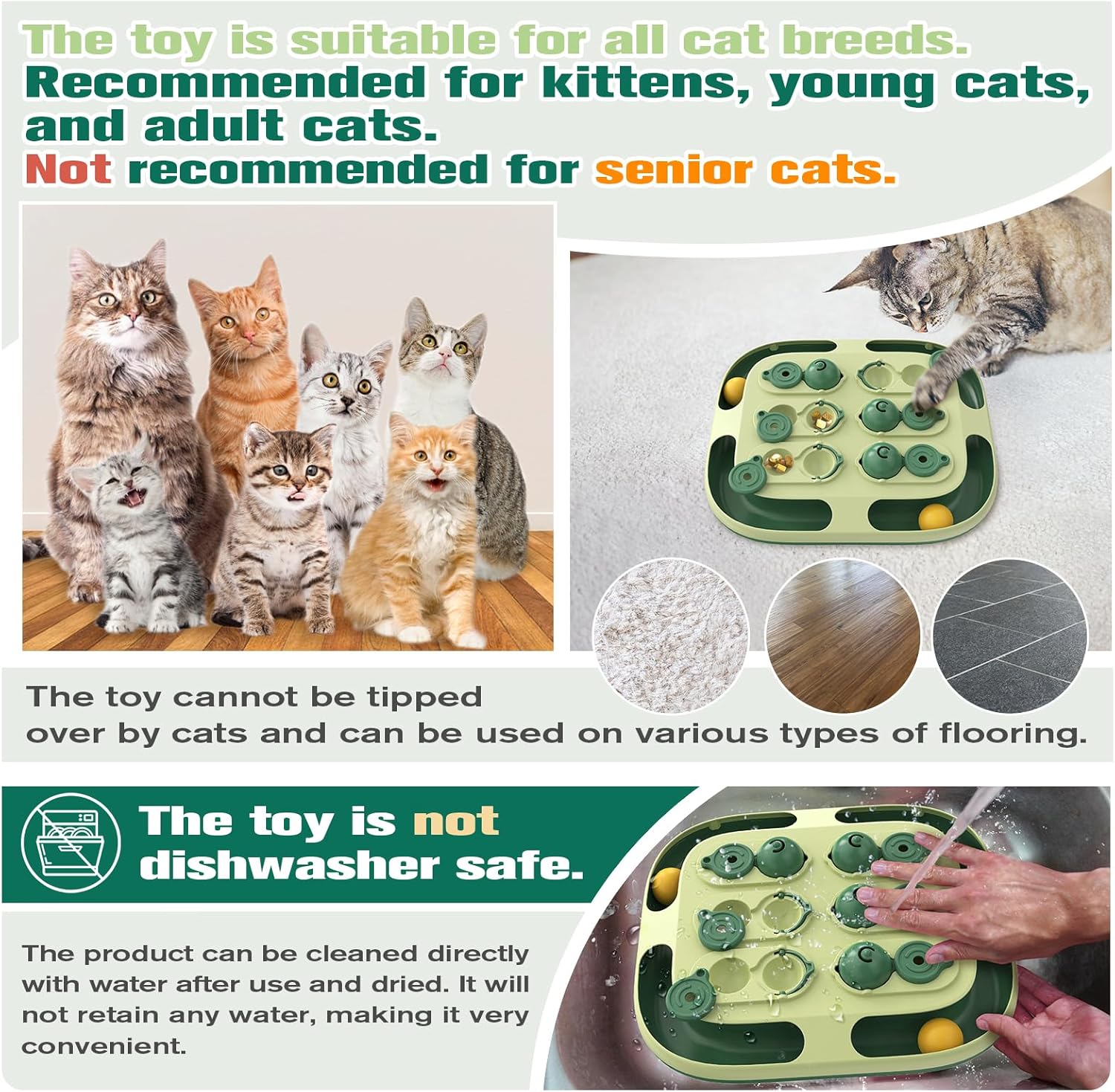 2-in-1 Cat Puzzle Feeder - Interactive Intelligence Toy with Rolling Ball Track & Treat Dispenser | Dual-Level Mental Stimulation for Indoor Cats' Boredom Relief (Dark Green)
