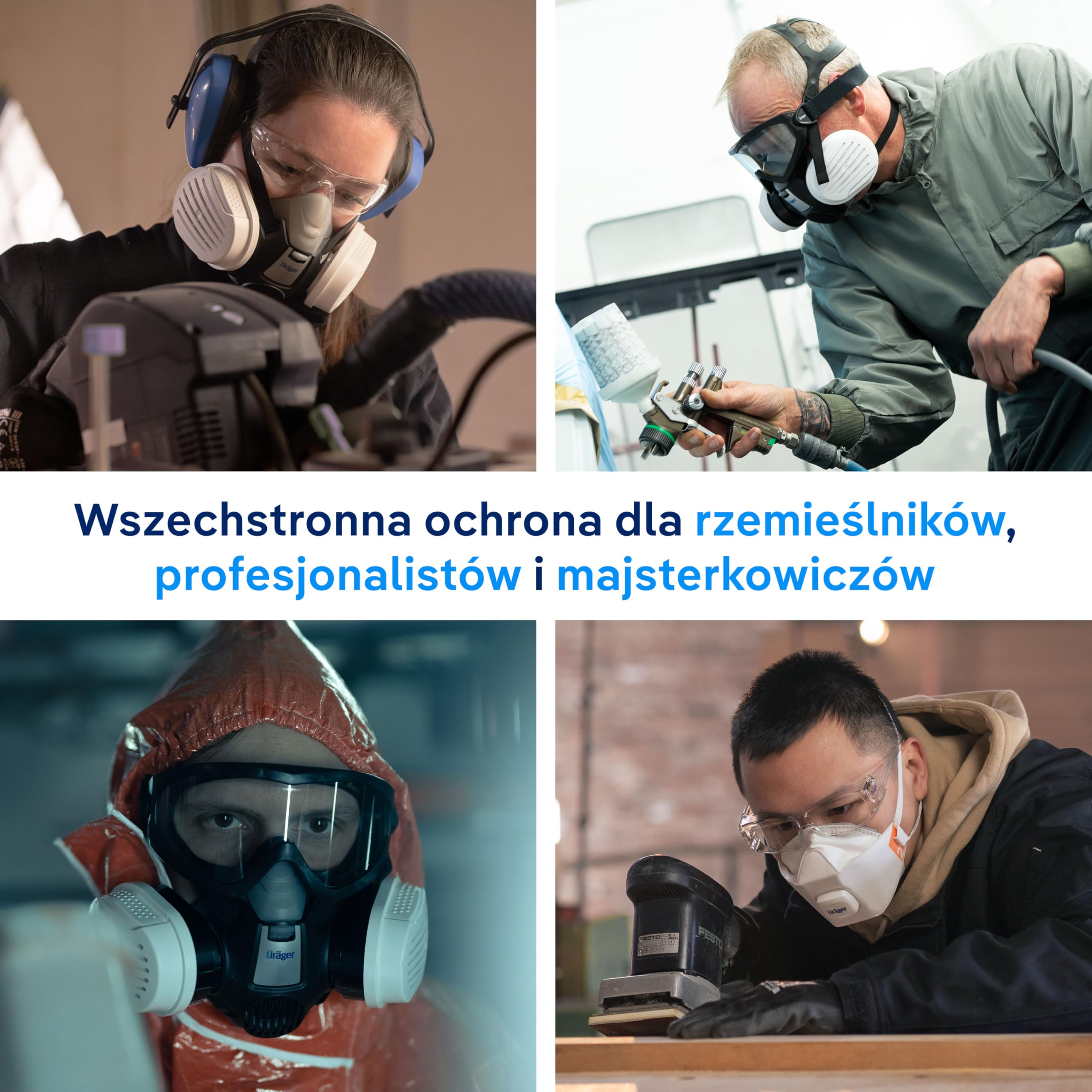 Dräger Zestaw startowy ochrony dróg oddechowych – półmaska X-plore 3300 z filtrem A2P3, maski FFP2, okulary ochronne i ochrona słuchu – kompletny zestaw do profesjonalnej ochrony dróg oddechowych | Półmaska X-plore 3300 z filtrem A2P3, maski FFP2, okulary