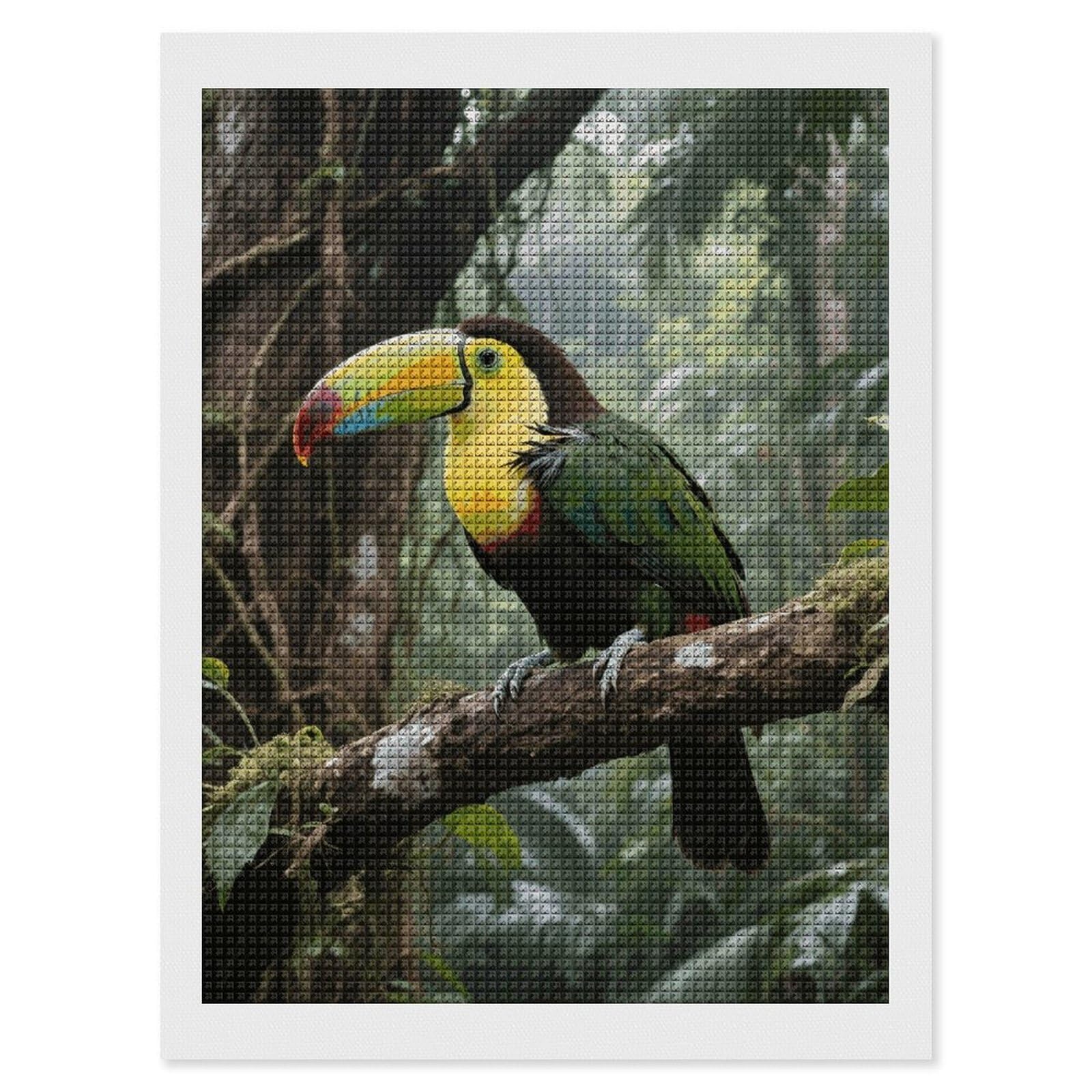 FodPand Parrot Bird 5D Diamond Painting Kits for Adults Beginners Full Drill Square Diamond Dots Pictures Gem Art Supplies for Home Wall Room Decoration DIY Craft Set Gift 12X16