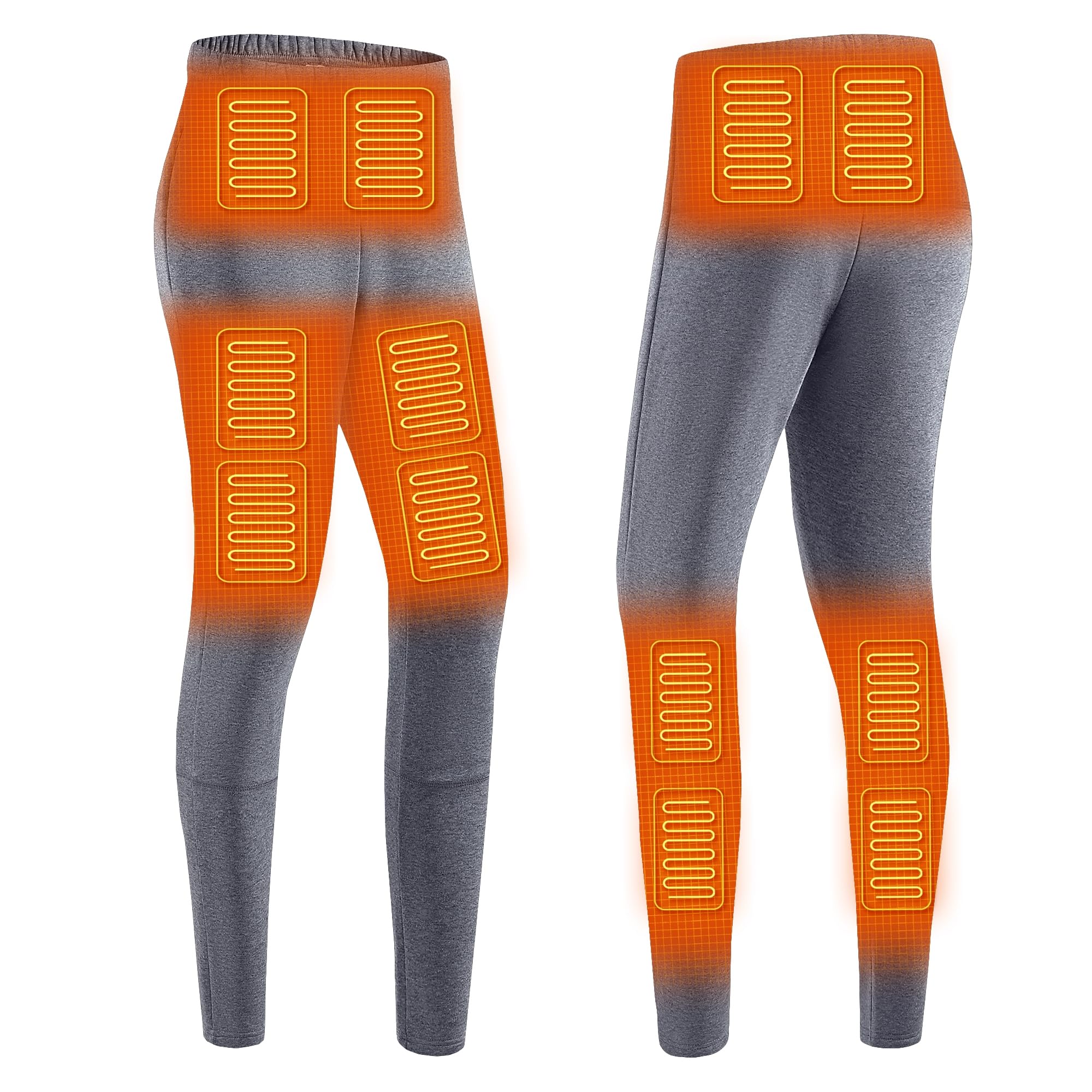 YAMNYSS Heated Pants for Women, Electric Thermal Underwear Bottom 12 Heating Zone Long Johns Warm Legging for Outdoor Sport,Gray,XXS