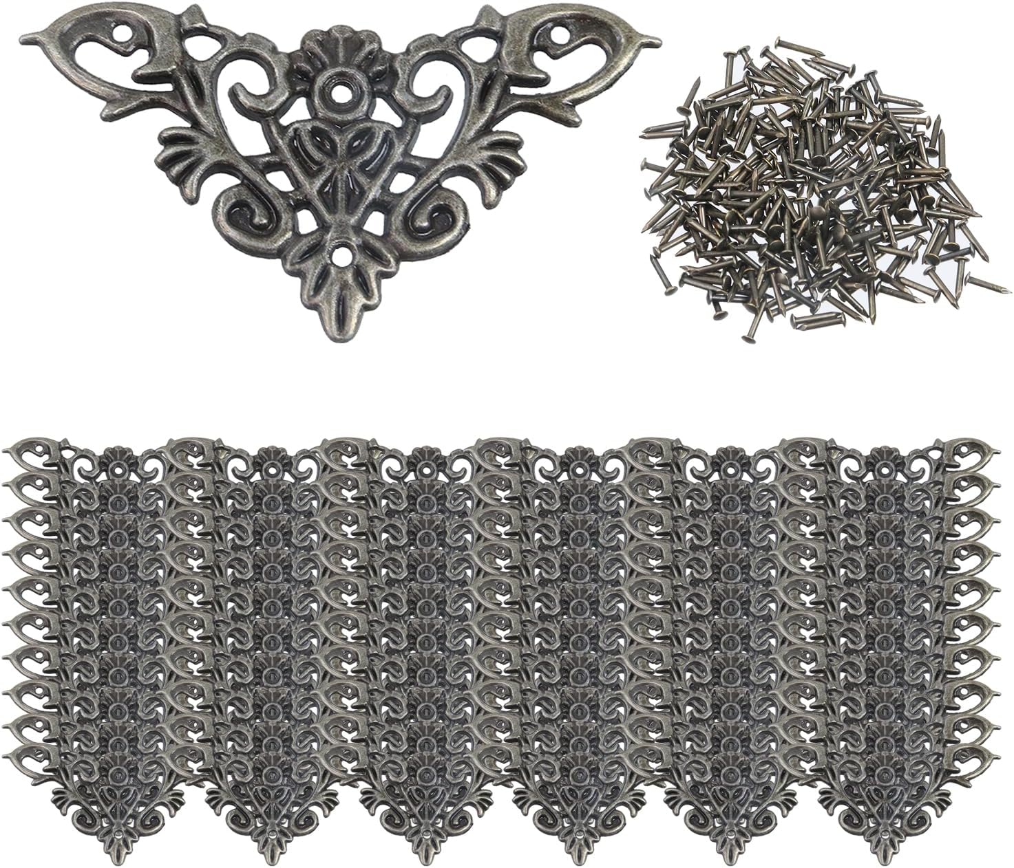 Geesatis Corner Hardware 2.2" X 1.6" Iron Decorative Corner Protector Corner Bracket Protector for Box Table Desk, with Mounting Screws, Bronze, 30 Pack