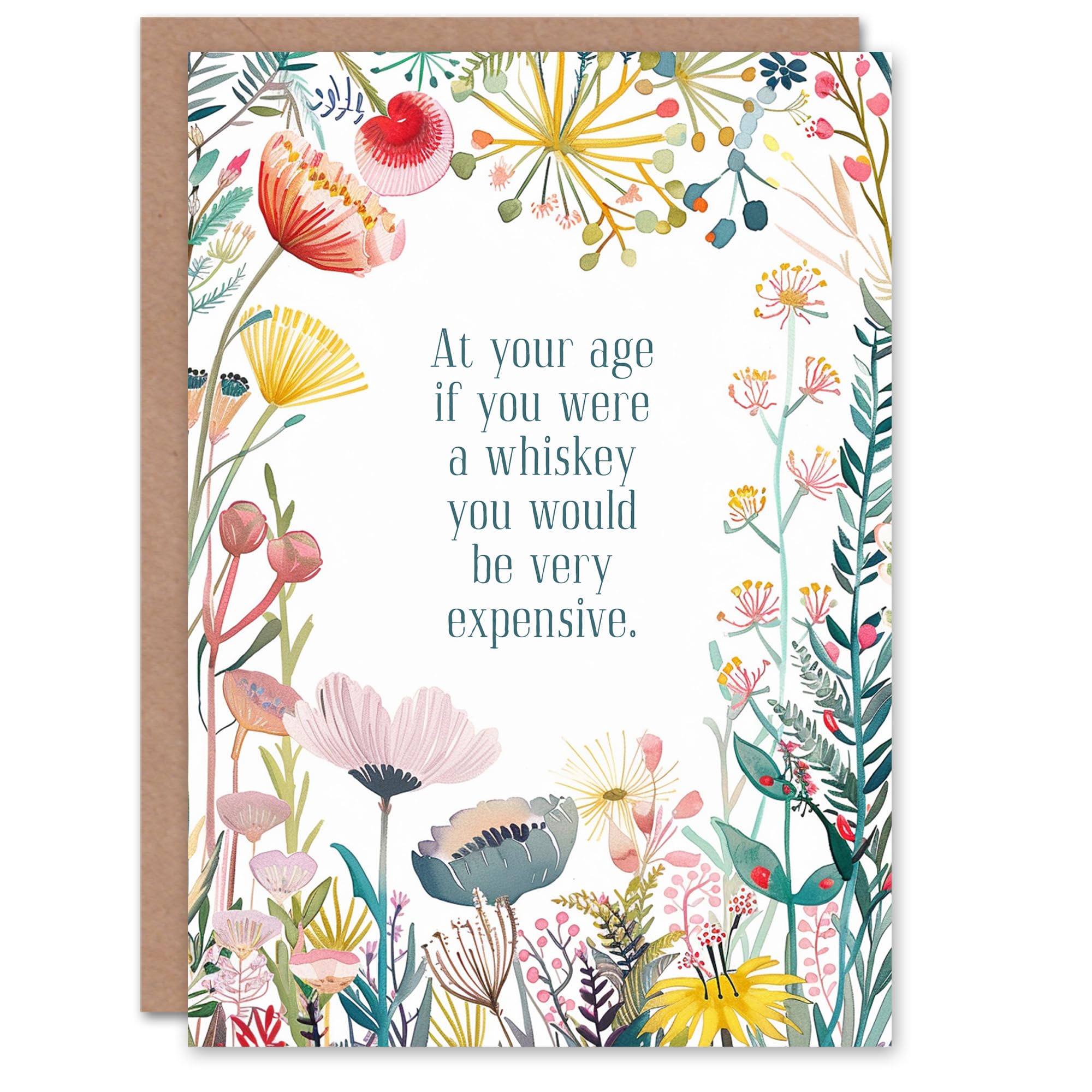 Artery8 Greeting Card Happy Flowers Expensive Whiskey Old Age Joke For Her Grandmother Gran Granny Woman Birthday Card