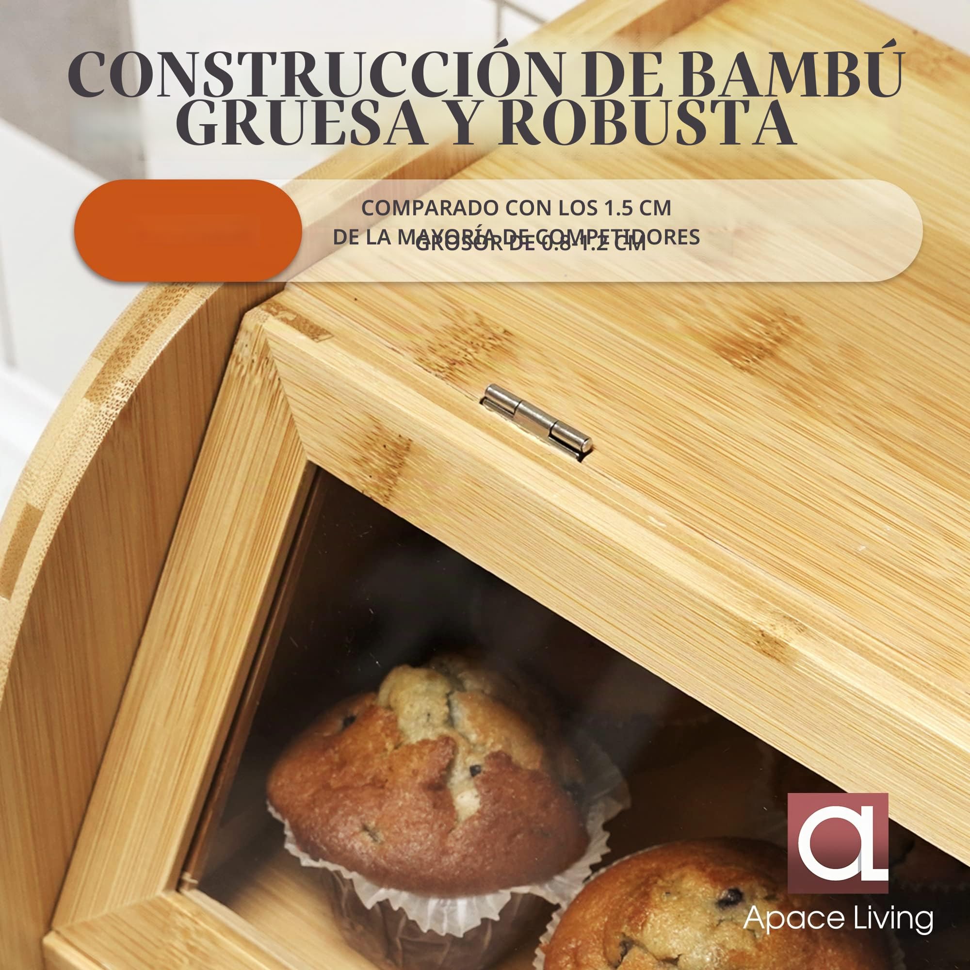 Apace Living Arise Panera de Para Encimera de Cocina, Extra Grande de 2 Estantes Con Ventanas Transparentes Y Rejillas de Ventilación - Conserva Pan, Panecillos, Bollería 40 x 26 x 37, Fácil Montaje