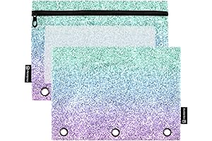 2-Pack Pencil Pouches for 3 Ring Binder with Zipper Top & Clear Window