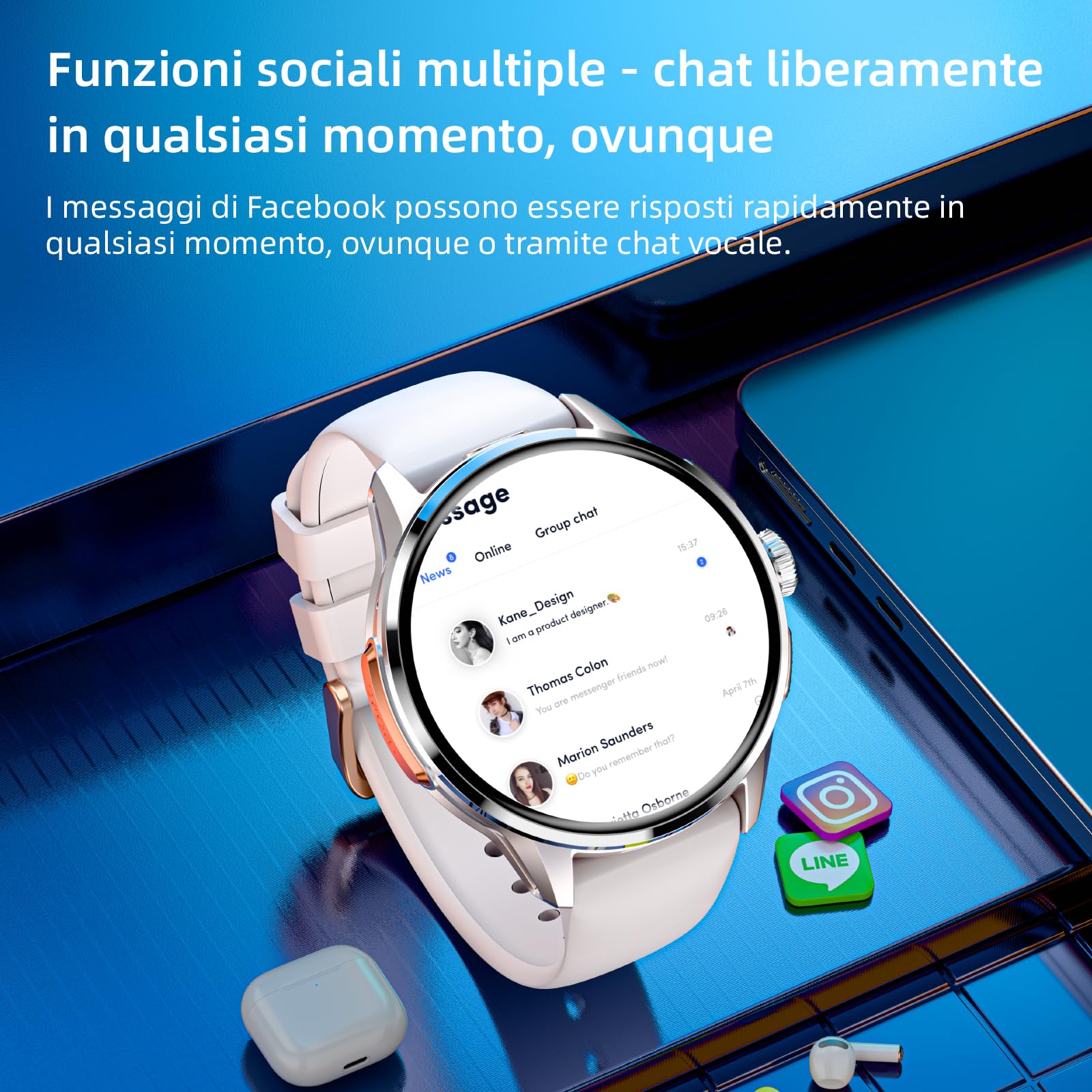 LOKMAT Scheda SIM 4G Android Smart Watch, schermo grande AMOLED da 1,6 pollici, 3 GB + 32 GB, smartwatch per uomini e donne con fotocamera girevole, WiFi, GPS, orologio fitness tracker (argento)