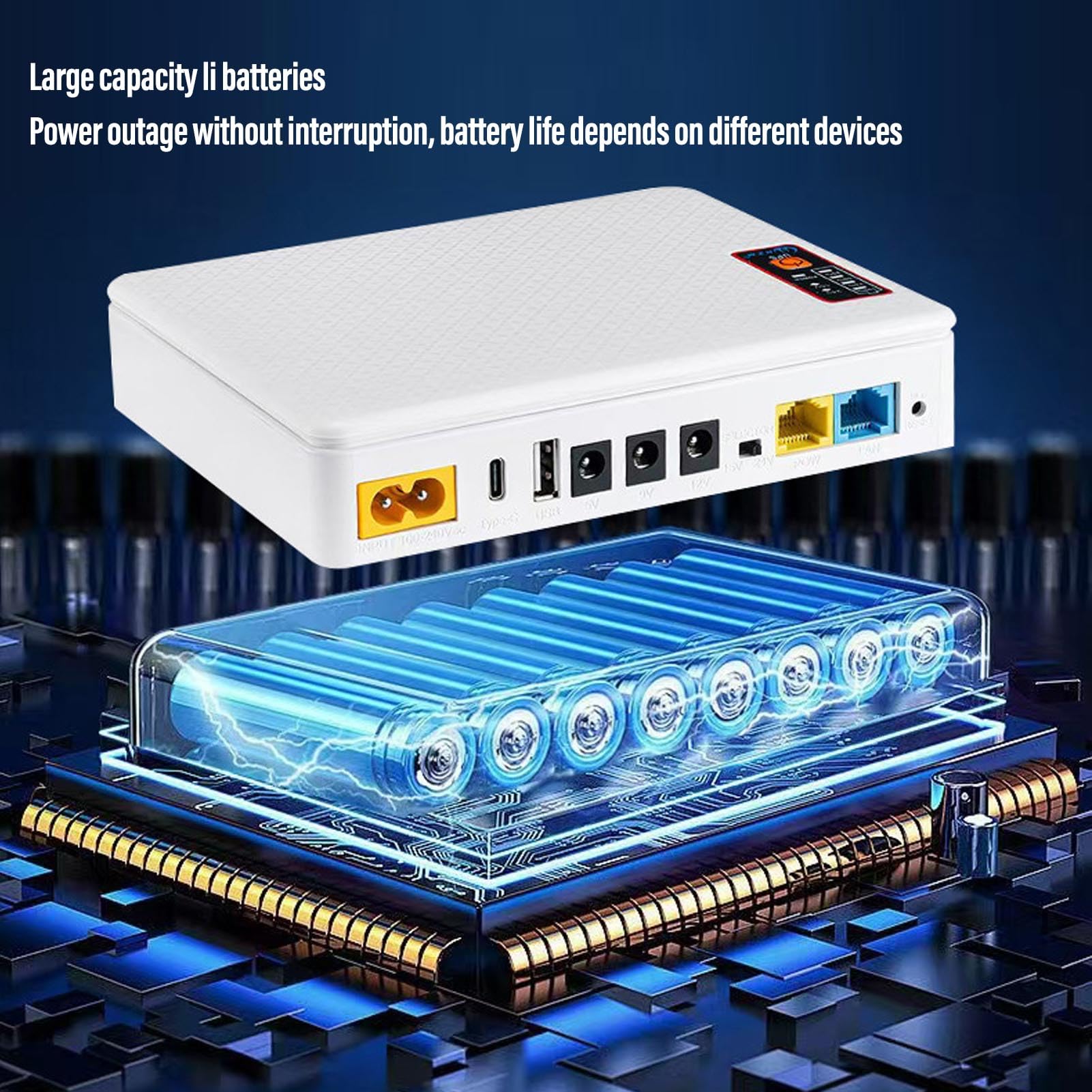 Mini UPS 20800mAh Fuente de Alimentación Ininterrumpida (Enchufe