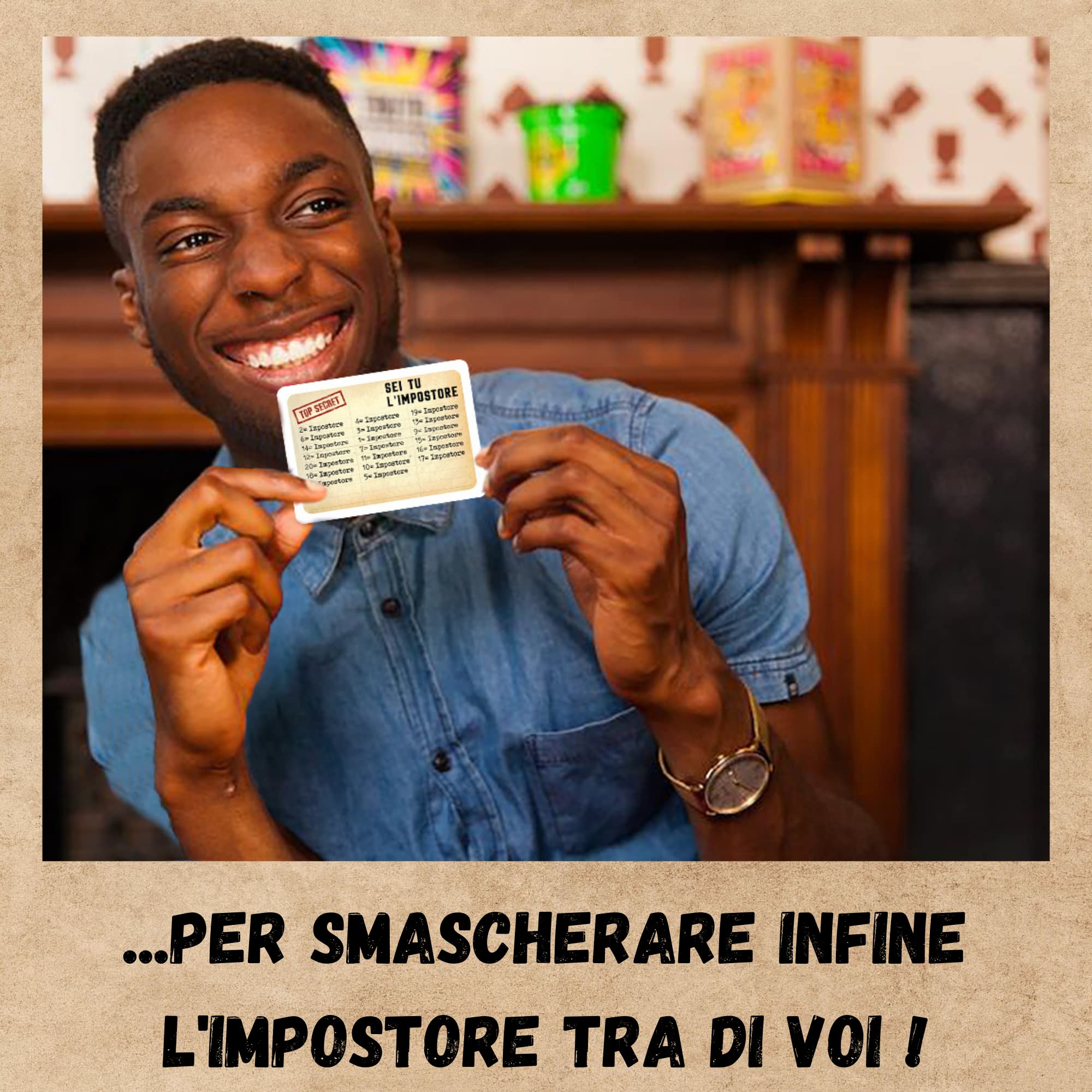 Oh Happy Games - L'Impostore - Gioco di Bluff e Parole - 110 Carte, 4-6 Giocatori, 15 Min - Gioco da Tavolo per Adulti e Ragazzi 10+ - Gioco di Societa Divertente per Serate e Feste