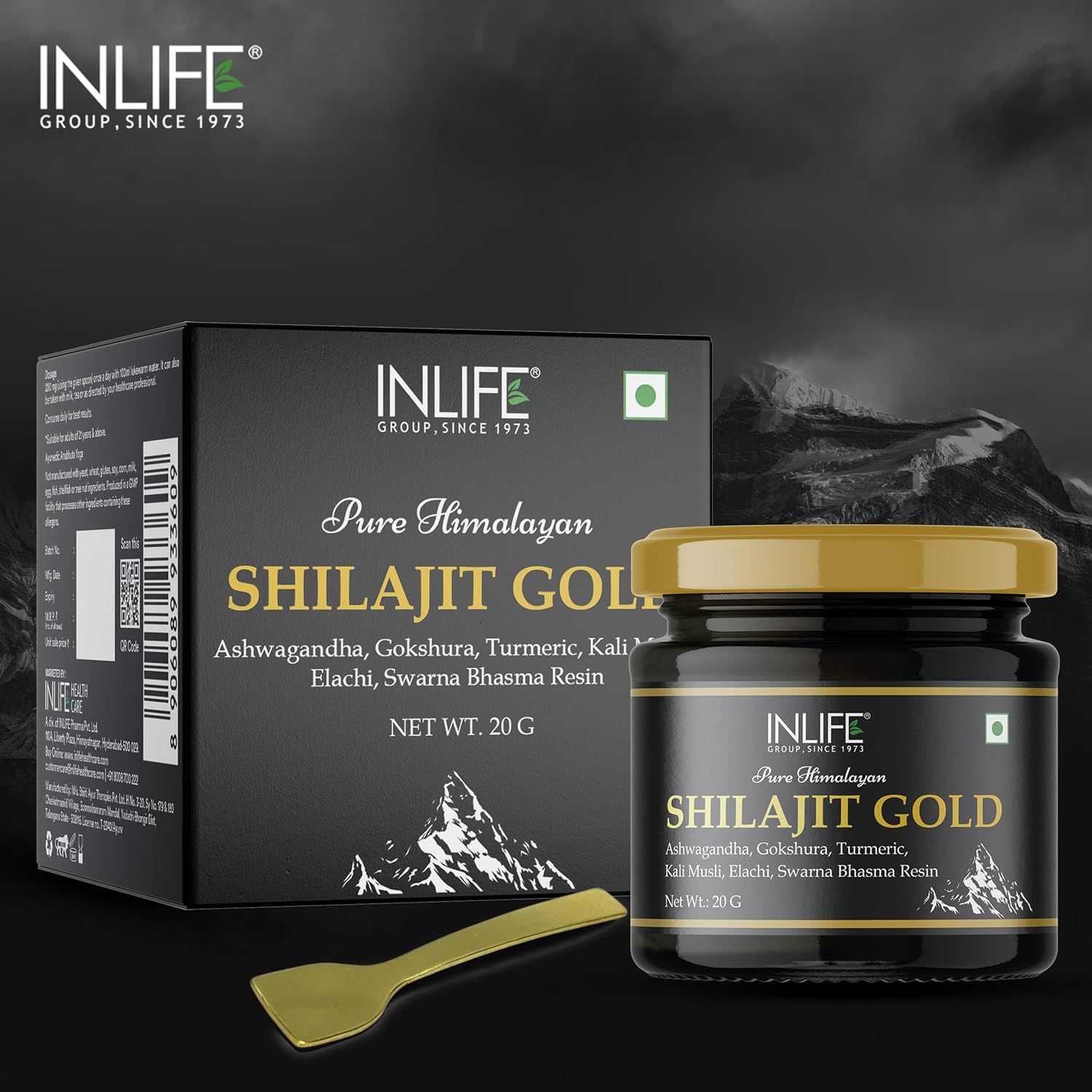 INLIFE Shilajit Gold 20g | Original Himalayan Shilajeet Resin with Ashwagandha, Tribulus, Turmeric, Kali Musli for Strength, Endurance & Stamina | 75% Fulvic Acid | Lab Tested Ayurvedic Supplement (Pack of 1) INLIFE Shilajit Gold 20g | Original Himalayan Shilajeet Resin with Ashwagandha, Tribulus, Turmeric, Kali Musli for Strength, Endurance & Stamina | 75% Fulvic Acid | Lab Tested Ayurvedic Supplement (Pack of 1)