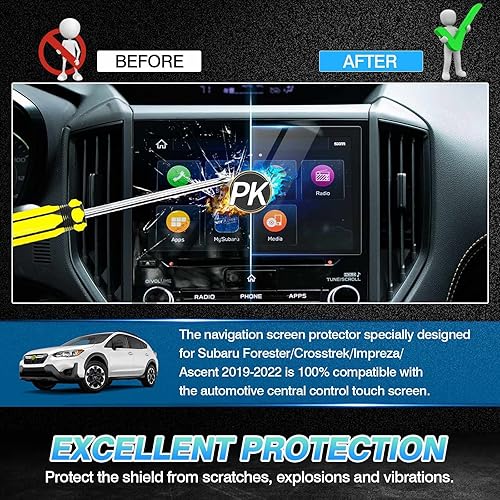 Vista 4 de Autorder Ajuste personalizado para protector de pantalla Subaru ForesterCrosstrekImprezaAscent 2019-2024, accesorios de vidrio templado de 8