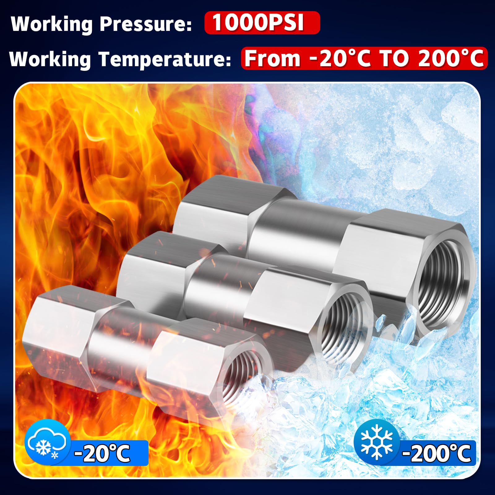 Boltigen Valvola di ritegno a molla NPT da 1/2 ", valvola di ritegno unidirezionale in acciaio inossidabile 304, Valvola di ritegno a fungo in linea per installazione orizzontale e verticale