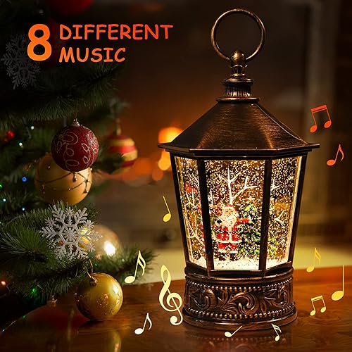 Miniatura 2 de Globos de nieve iluminados, decoraciones navideñas musicales de Papá Noel con temporizador, regalos y decoraciones para fiestas navideñas
