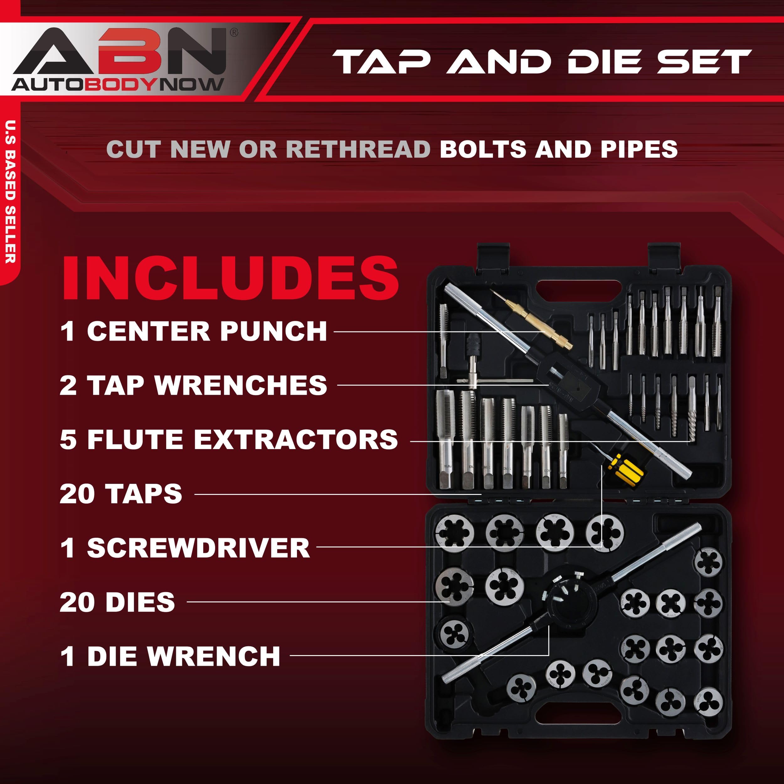 Snapklik.com : ABN Tap And Die Set Standard 1/4-20 To 1-14 NF
