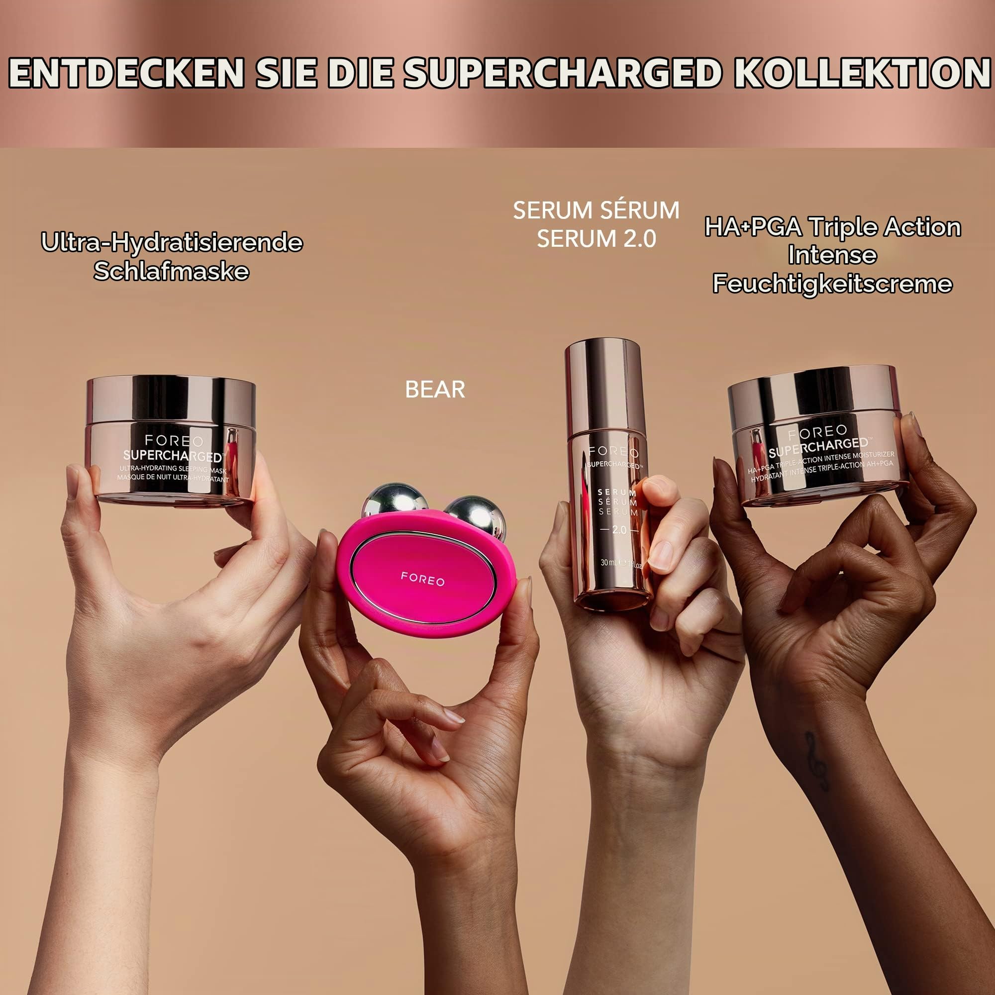 FOREO SUPERCHARGED Nachtmaske – Feuchtigkeitscreme Nacht – Tiefenwirksam auffüllende Feuchtigkeitscreme für das Gesicht – Hyaluronsäure und Polyglutaminsäure - Verjüngend – Vegan – 75 ml | Nachtcreme, Schlafmaske, Gesichtspflege, Hyaluronsäure, Olivenöl,