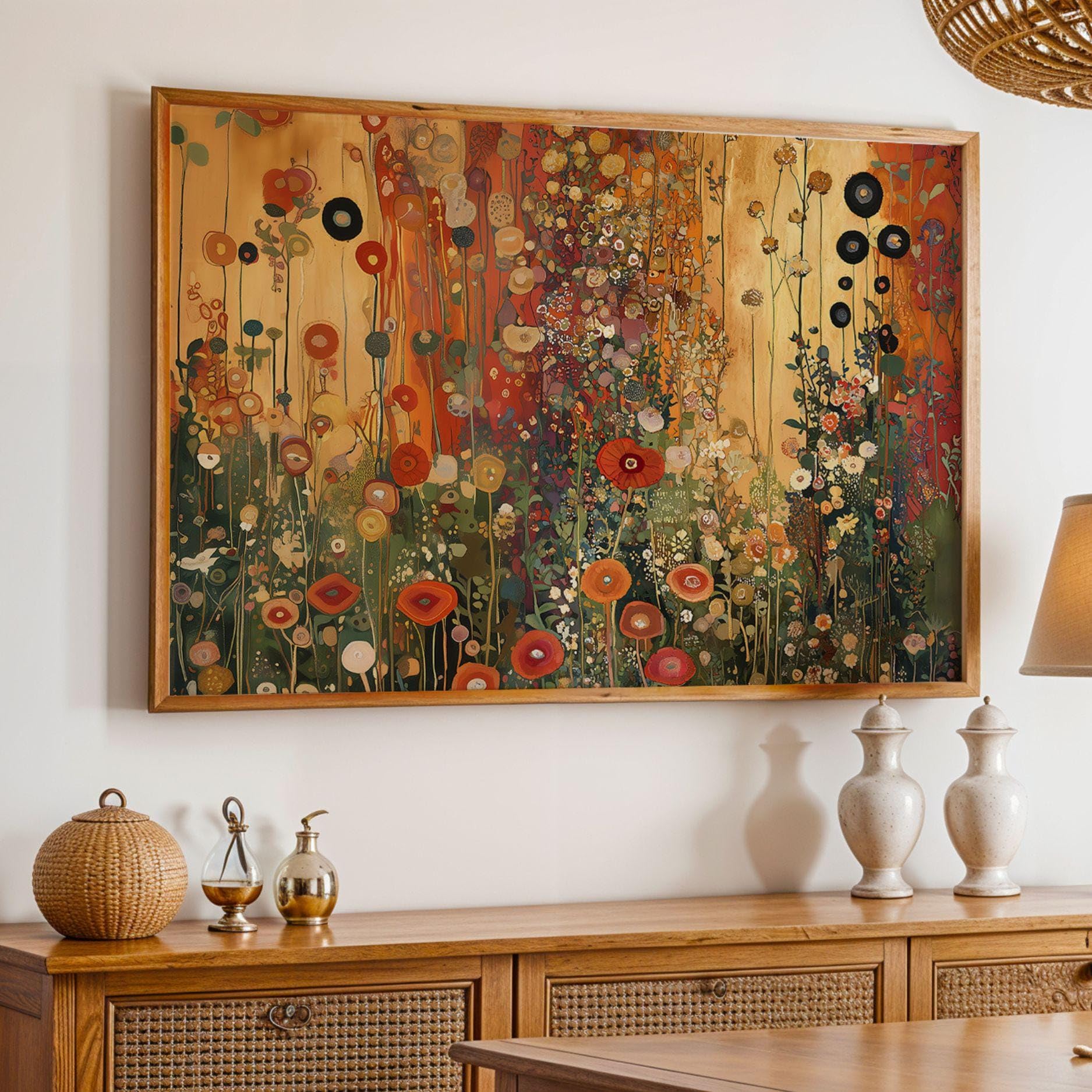 TONGYINLI Gustav Klimt Wildflower Artwork, Gold Plant Print Poster Vintage Flower Background Wall Art, Gallery Nature Art Painting(80x120cm/Frameless)