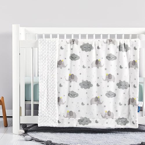 Miniatura 6 de TILLYOU - Manta de felpa de vellón para niños pequeños con respaldo de puntos de doble capa, grande y ligera para cuna para cama de bebé, cálida