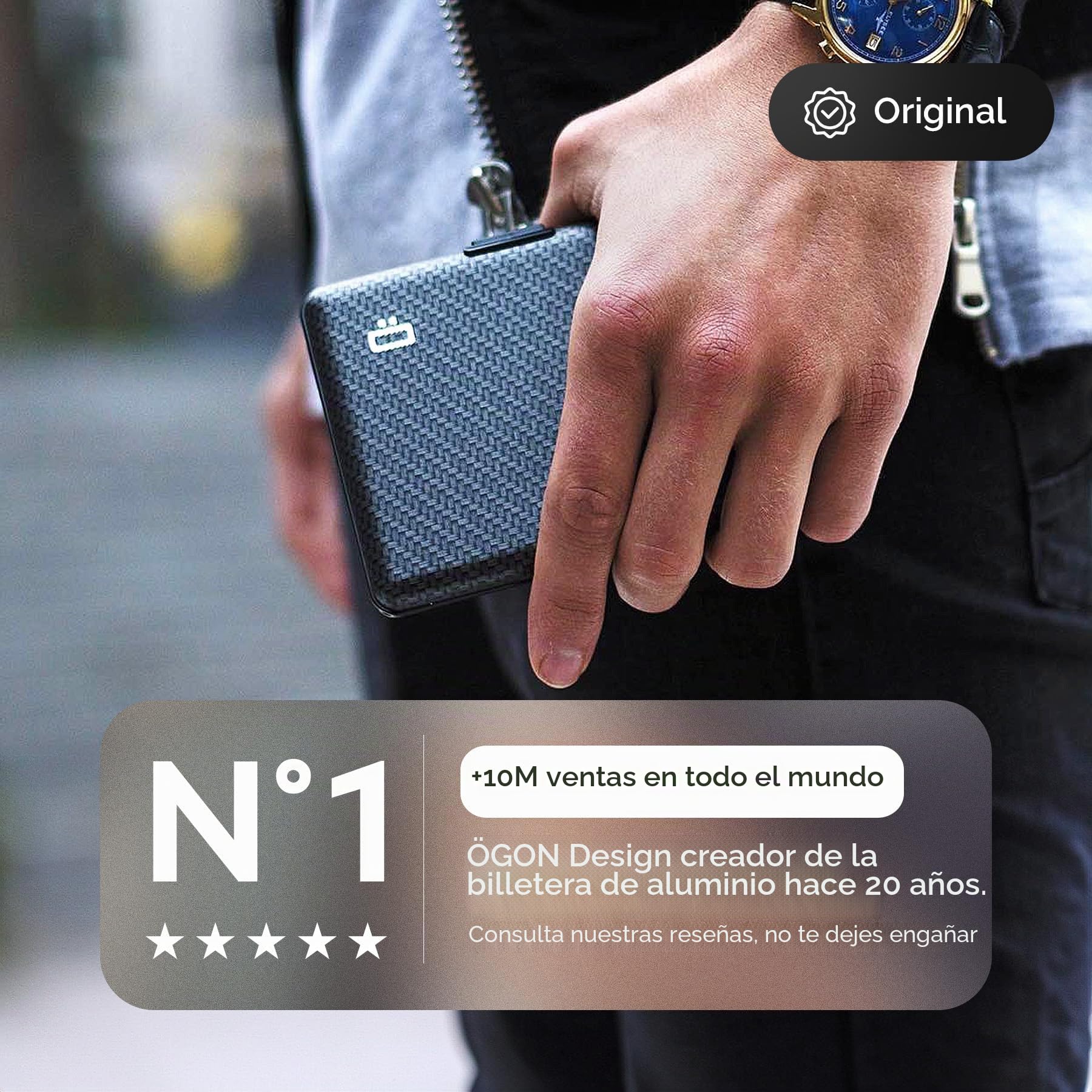 Cartera de aluminio con protección RFID. Modelo: STOCKHOLM LARGE | Compatible con DNI y carnet de conducir. Hasta 10 tarjetas, billetes y recibos. Acceso rápido.