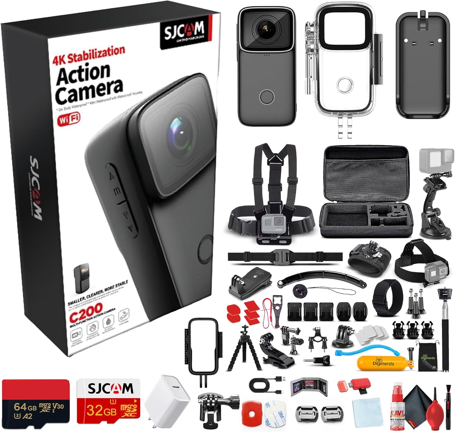 SJ-CAM C200アクションカメラ Amazon | SJCAM C200 4KミニWiFiアクションカメラ 1.28インチ IPS