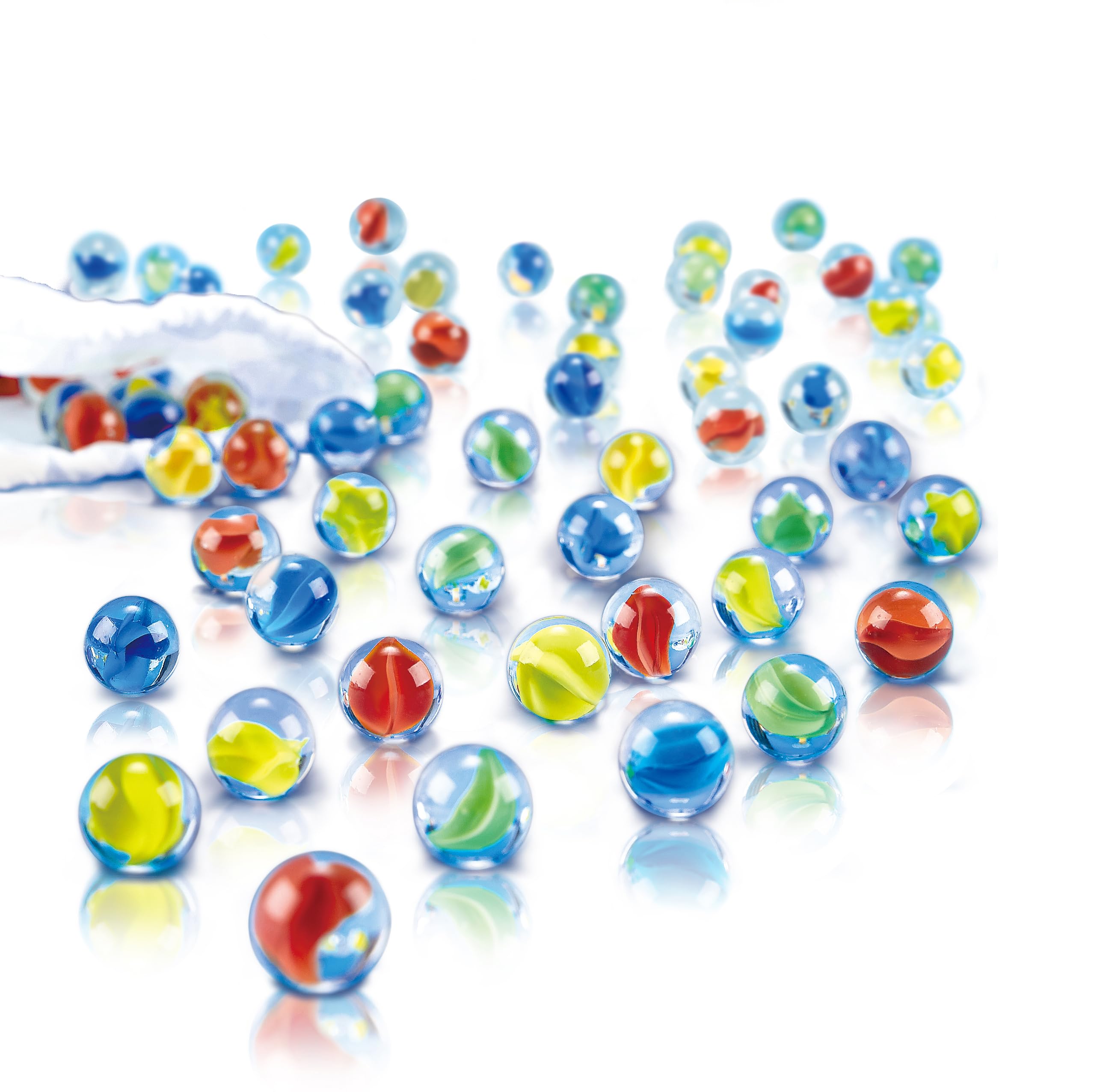 Hape Quadrilla - Biglie da gara | 50 biglie di vetro colorate in sacchetto di cotone per gioco dai 4 anni in su
