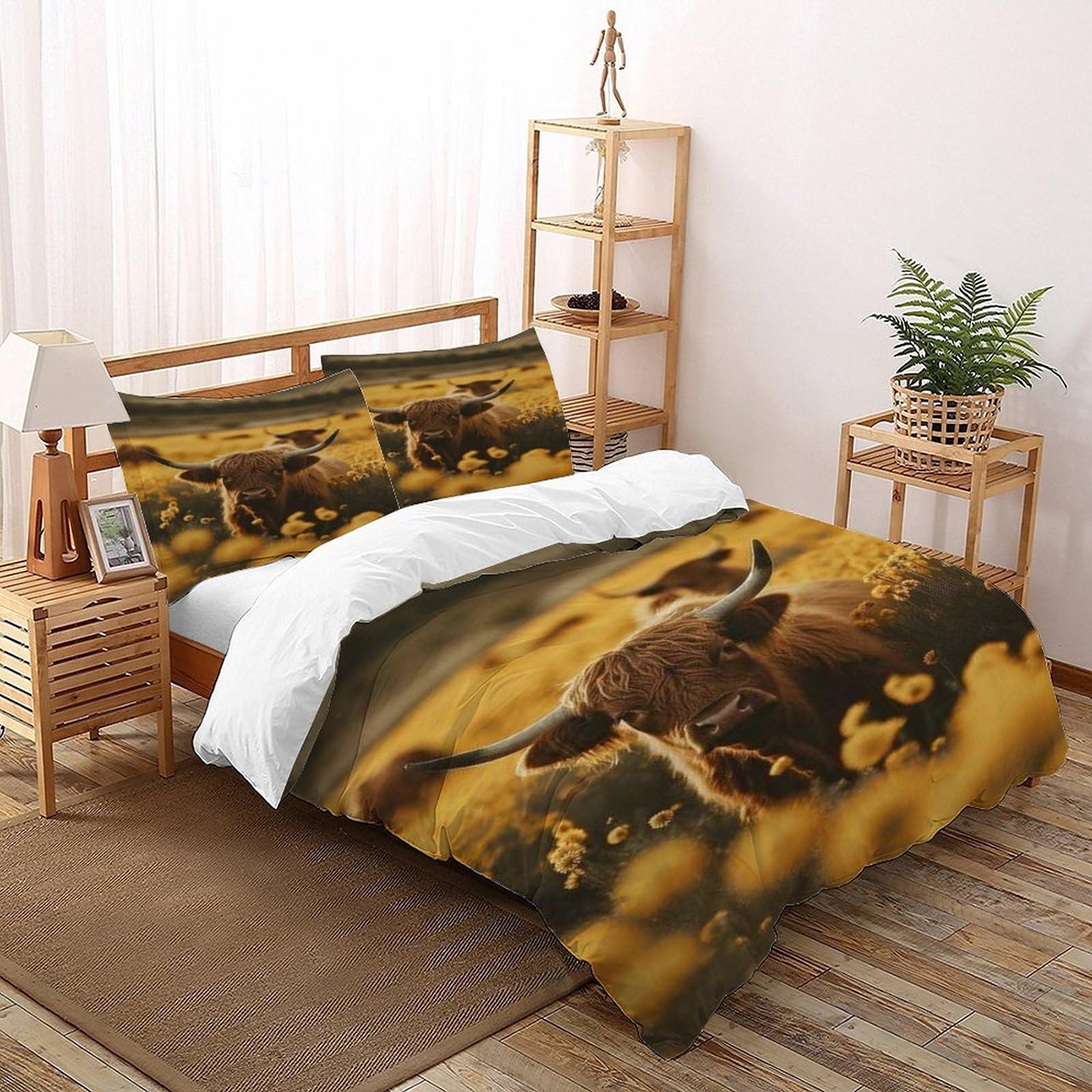 Housse de couette double fleurs bovines 200x200 parure lit adulte