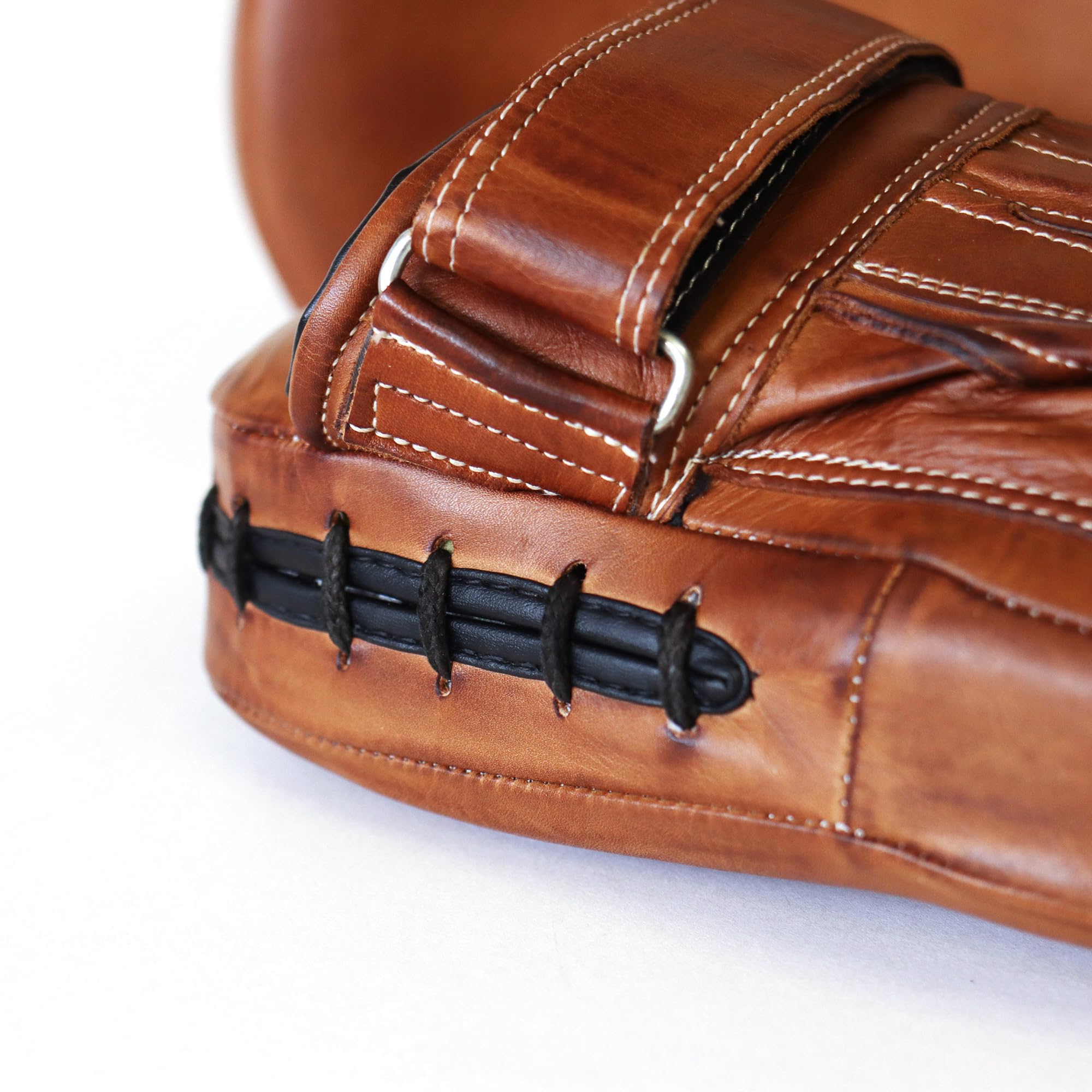 Pratzen aus Echtleder – Handgefertigt Retro Boxhandschuhe Trainingspad Klettverschluss MMA Kampfsport