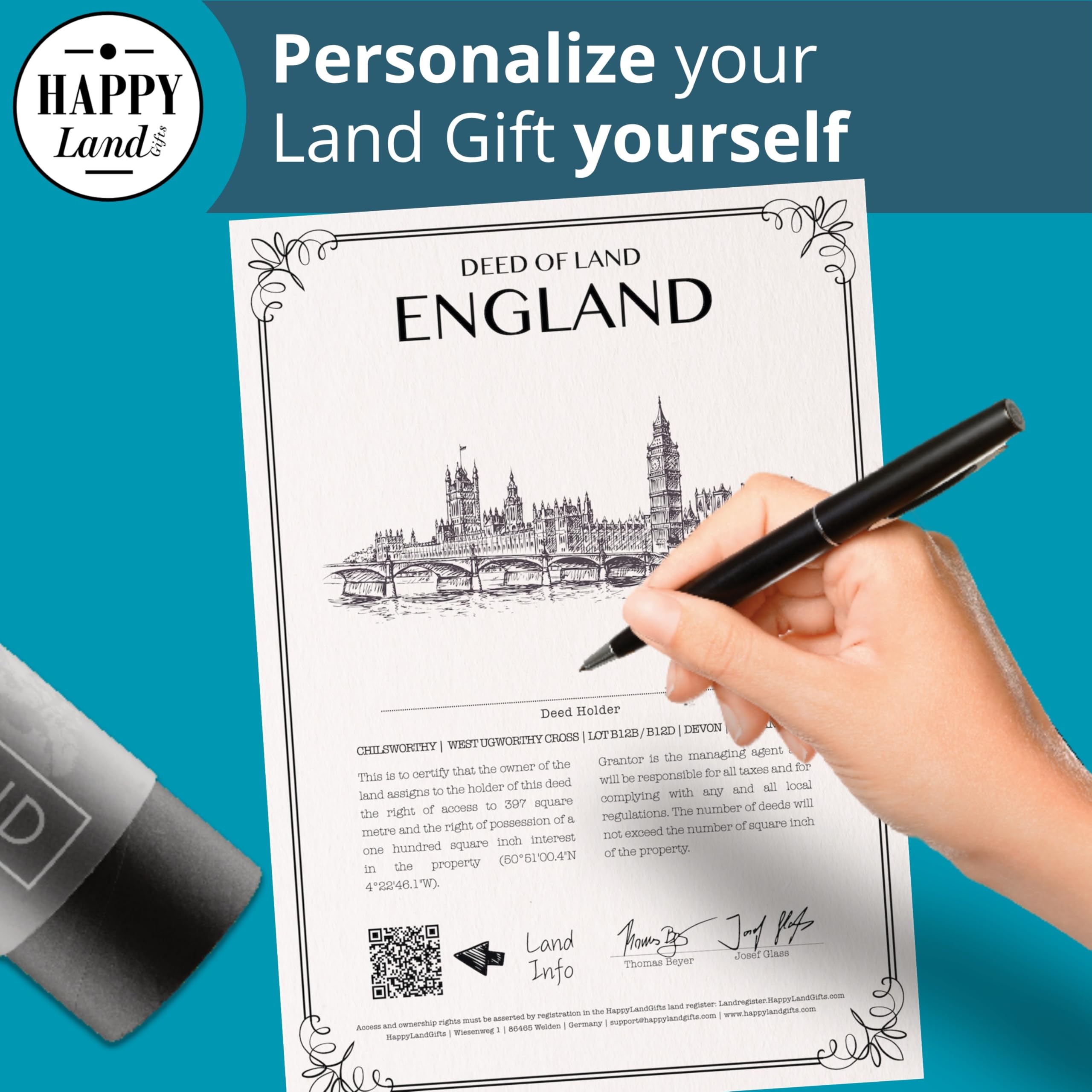 British Gifts for Women an Men | Real Piece of England | Highly Unique English Themed Gifts | Blank Certificate to Write in The Name of Your Choice | London Gift Ideas | British Christmas Gifts