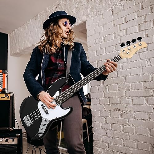Miniatura 6 de Ktaxon Jazz - Bajos con amplificador de 20 vatios, kit de bajo eléctrico de 4 cuerdas para principiantes y profesionales con una bolsa, correa para