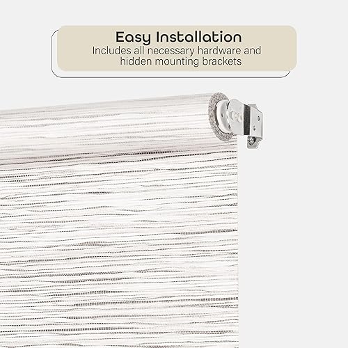 Miniatura 3 de Achim Home Decor - Persiana enrollable de yute sin cables, 71 pulgadas de ancho, 72 pulgadas de largo, gris plateado, persianas horizontales de