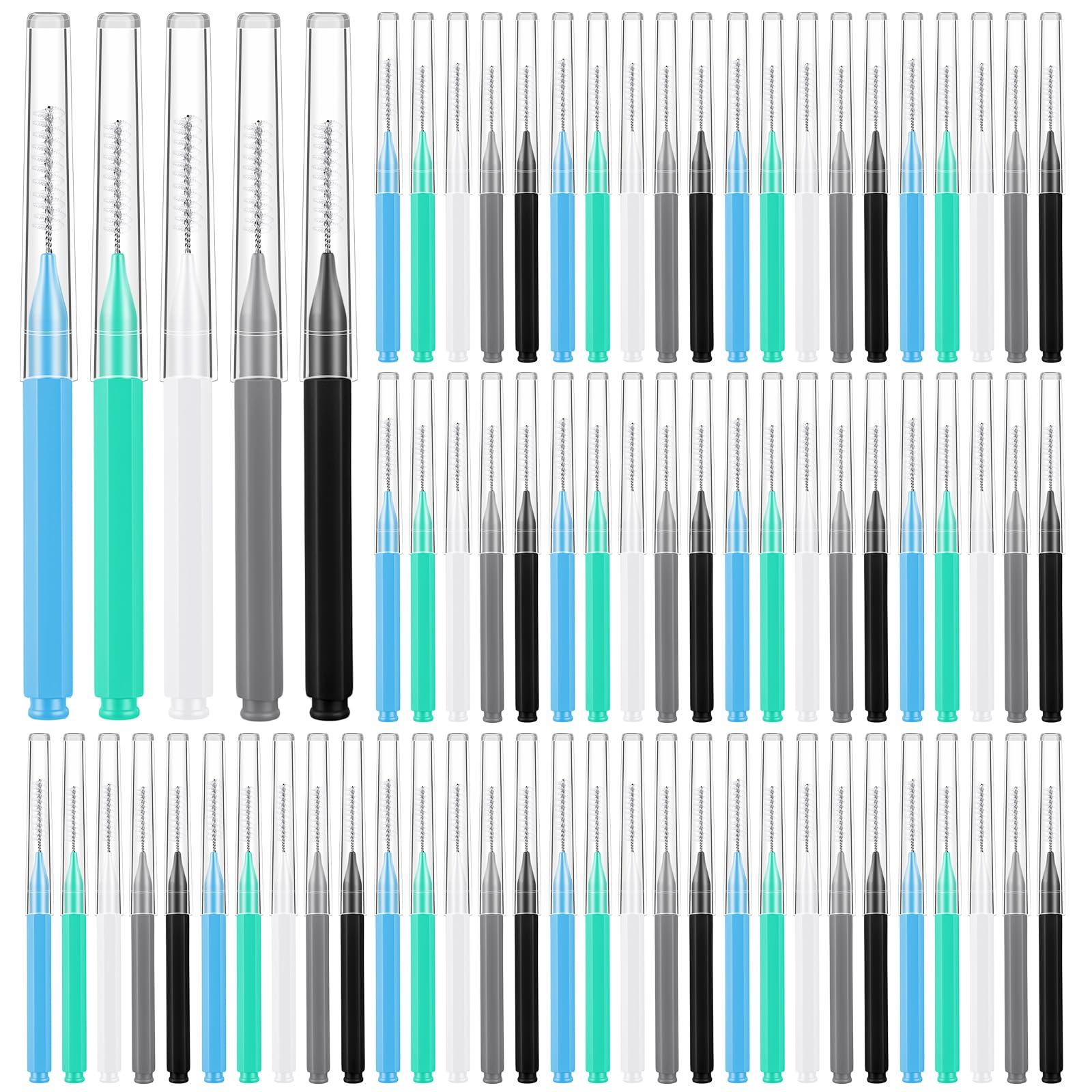 100 Pcs Interdental Brushes, 3 Sizes Braces Flossers for Cleaner Braces Brush Soft Dental Brushes Toothpicks Dental Floss Picks Dental for Braces Oral Cleaning(5 Colors)