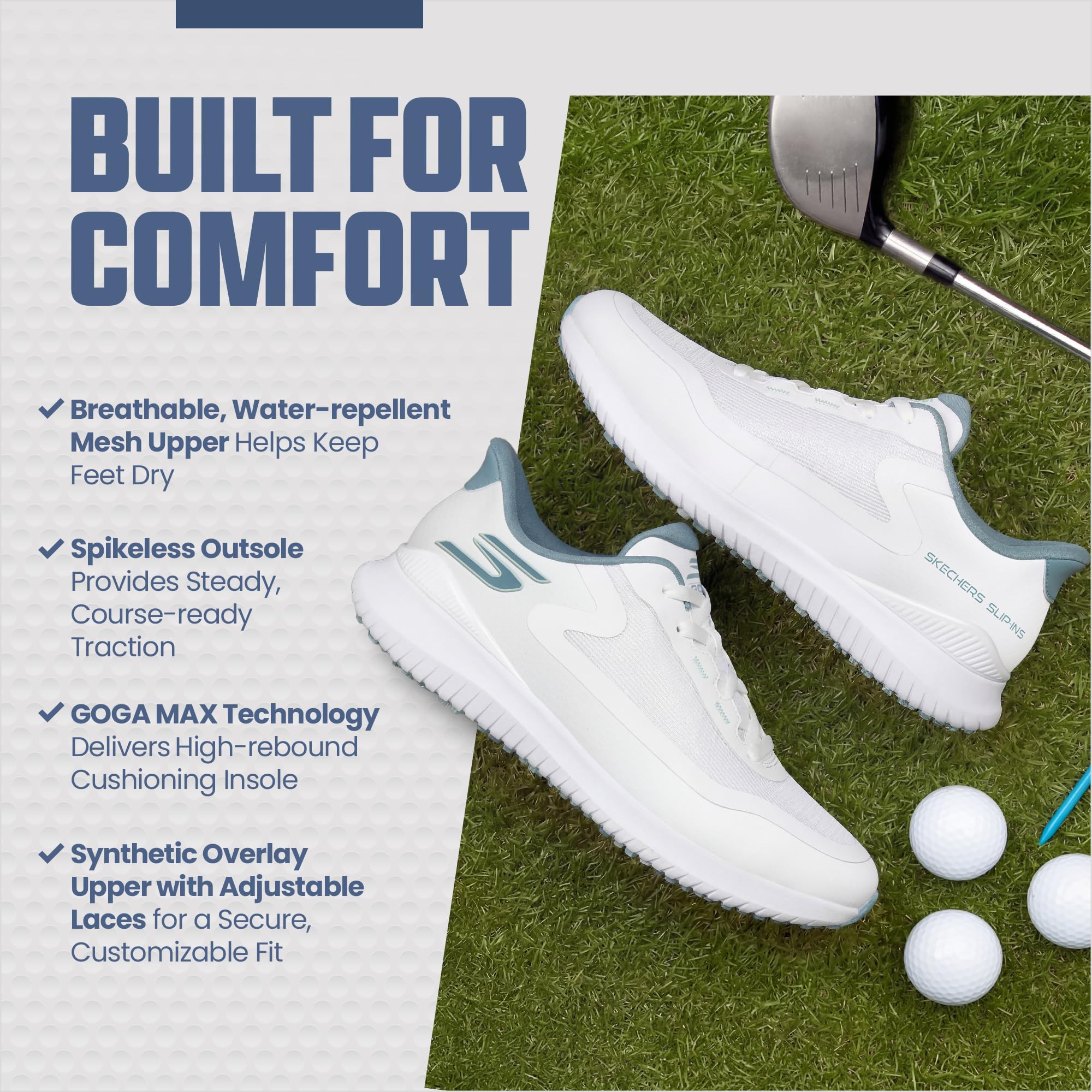 Skechers Mężczyźni Slip-ins: Go Golf Flight Spikeless Lace Up Mesh Sneakers For MenButy golfowe