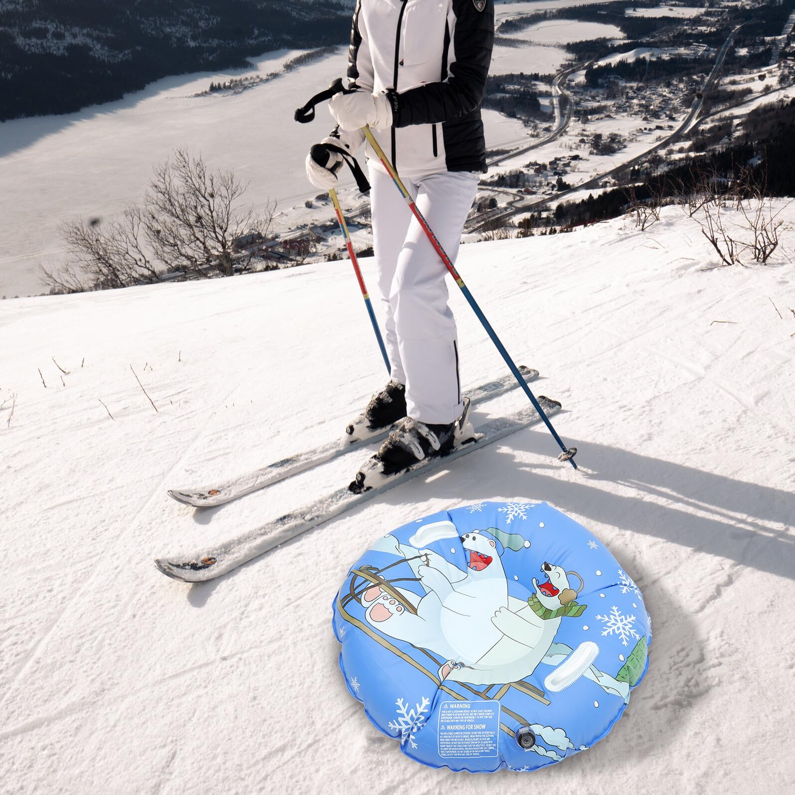 Toyvian Slittino Gonfiabile da Neve Tubo Scorrevole Ispessito per Adolescenti e Adulti Giocattoli da Neve all Aperto per Inverno