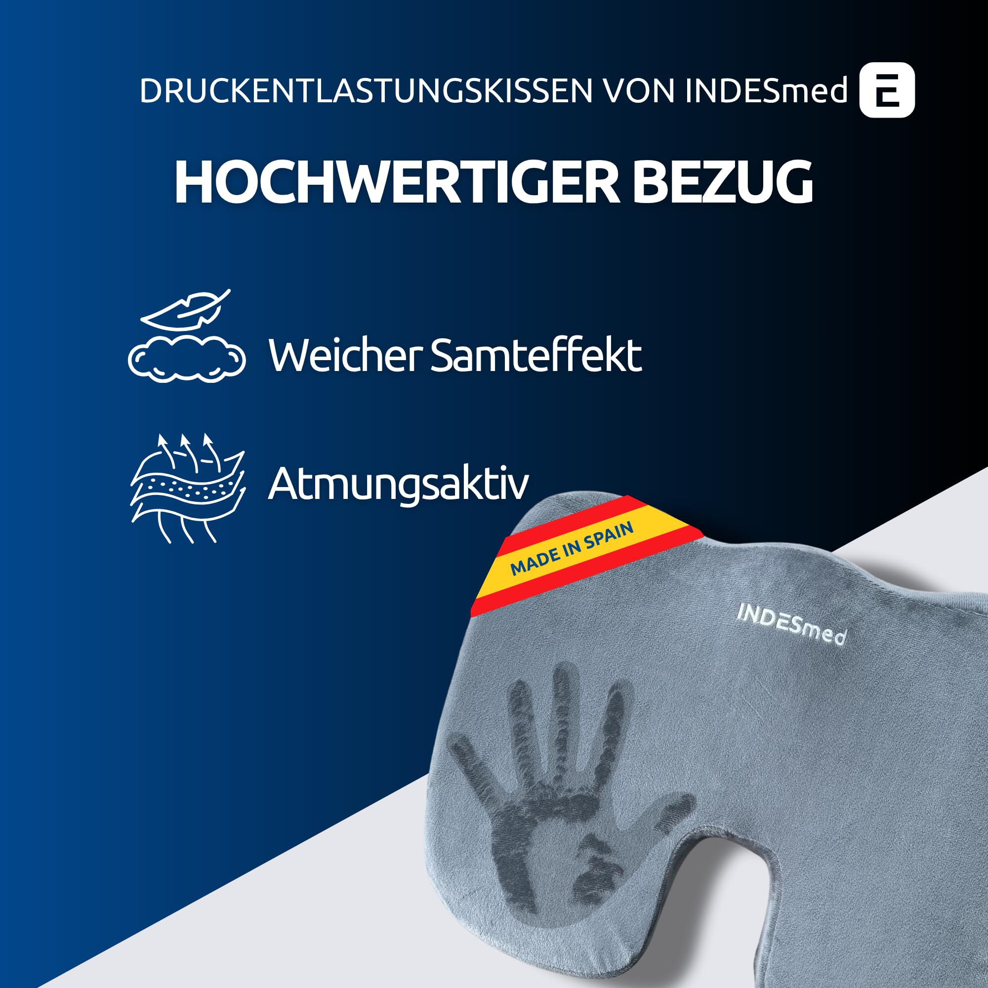 Orthopädisches Sitzkissen Gel-Memory-Foam U-Form 45x35x7 cm Premium