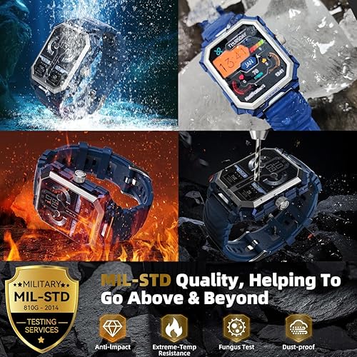 Miniatura 4 de Njord Gear - Reloj inteligente militar para hombre (respuestallamada de marcado) táctico resistente al aire libre IP69 impermeable titanio