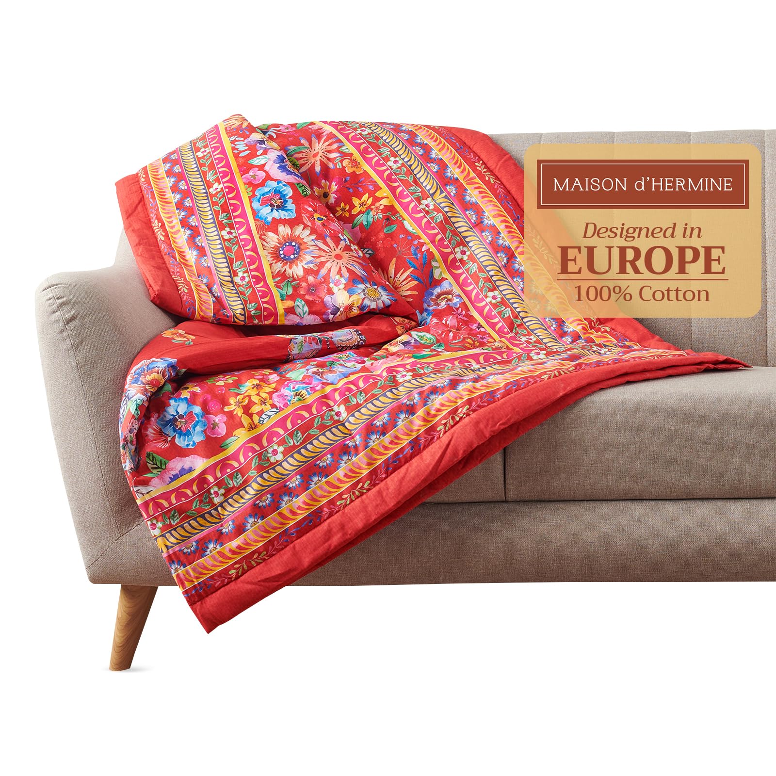 Maison d' Hermine Throw Blanket for Couch Lightweight Soft Warm Breathable Cotton Throw Blankets for Bed Girls Boys Women Men Gifts Travel Living