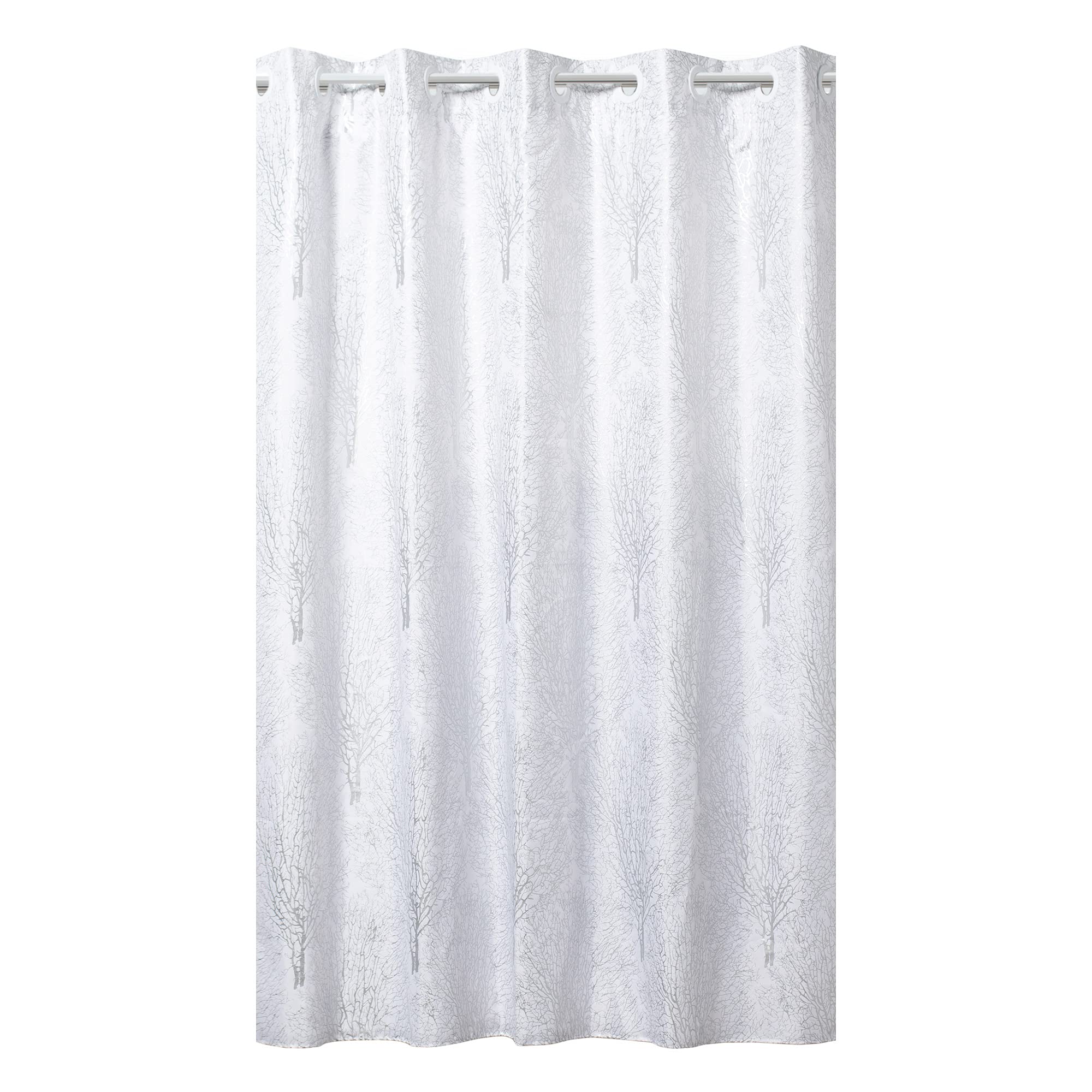 HooklessSilver Branch Shower Curtain with Fabric Liner, 71 X 74