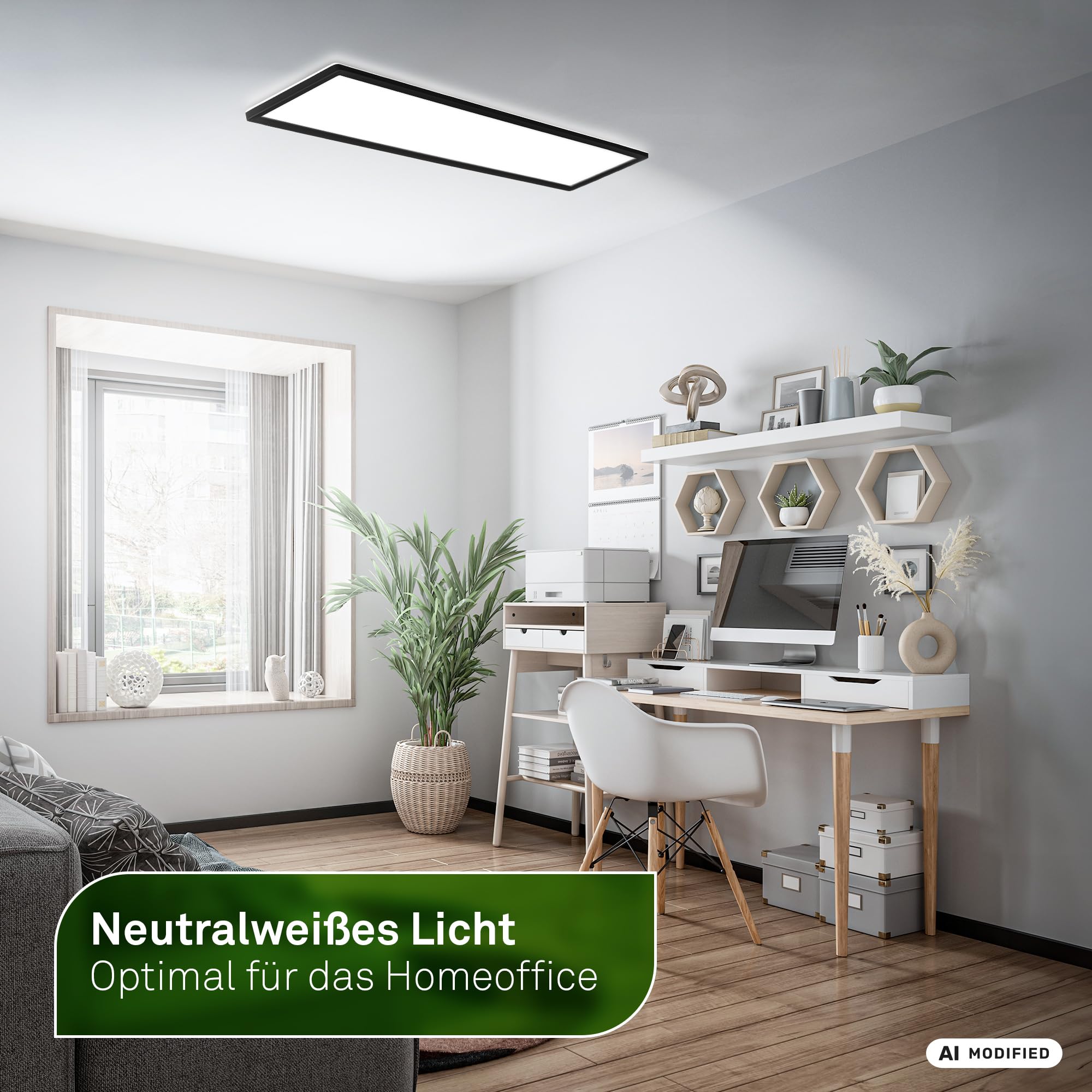 BRILONER - Panel LED ze źródłem światła EEK A 22,5 W 4800 lm czarny 98 cm | Płaskie światło pośrednie lampa sufitowa LED lampa sufitowa lampa do salonu lampa kuchenna lampa sufitowa sypialnia